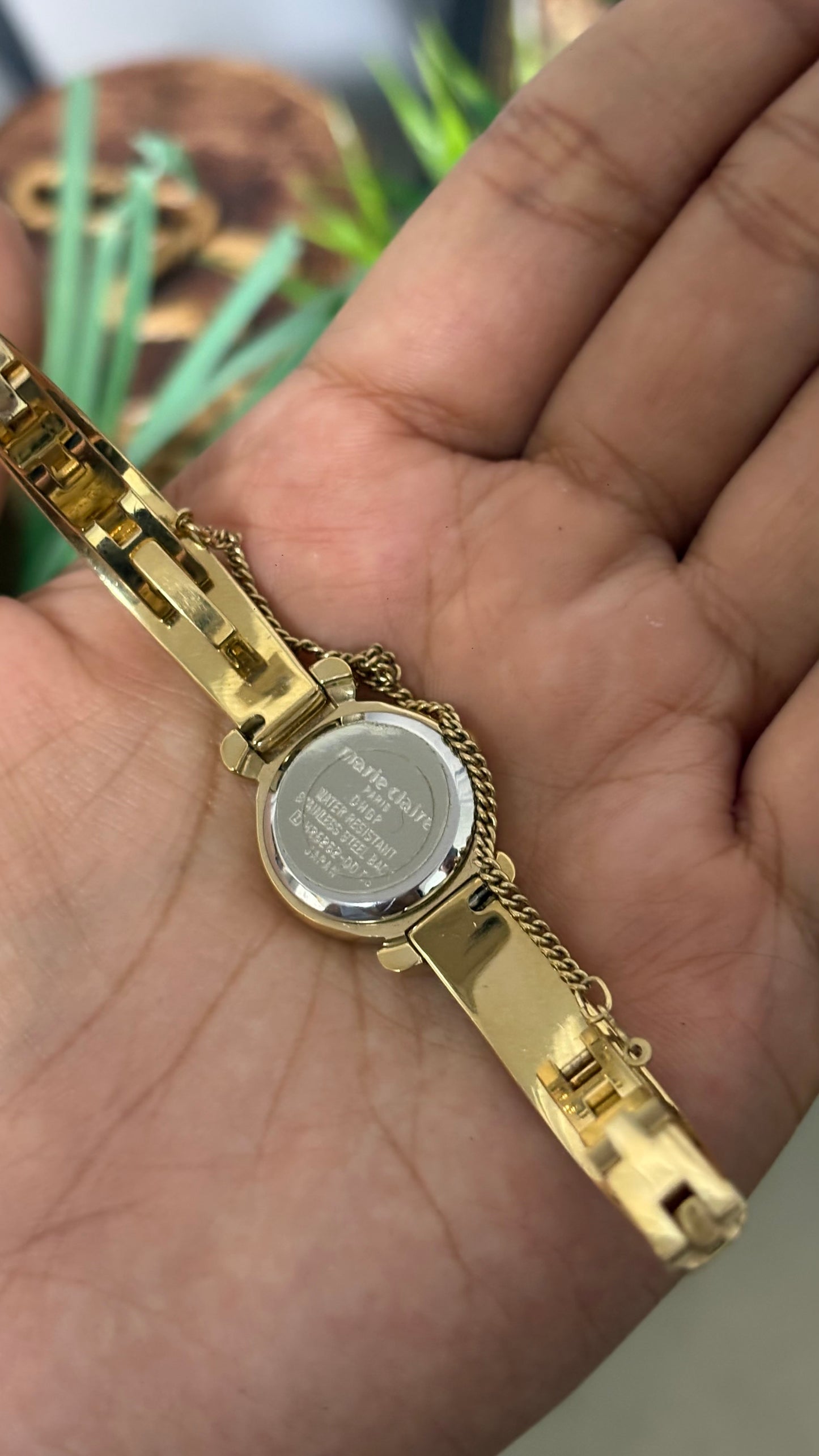 Vintage Marie Claire Watch in Gold Tone Semi-Bangle Style