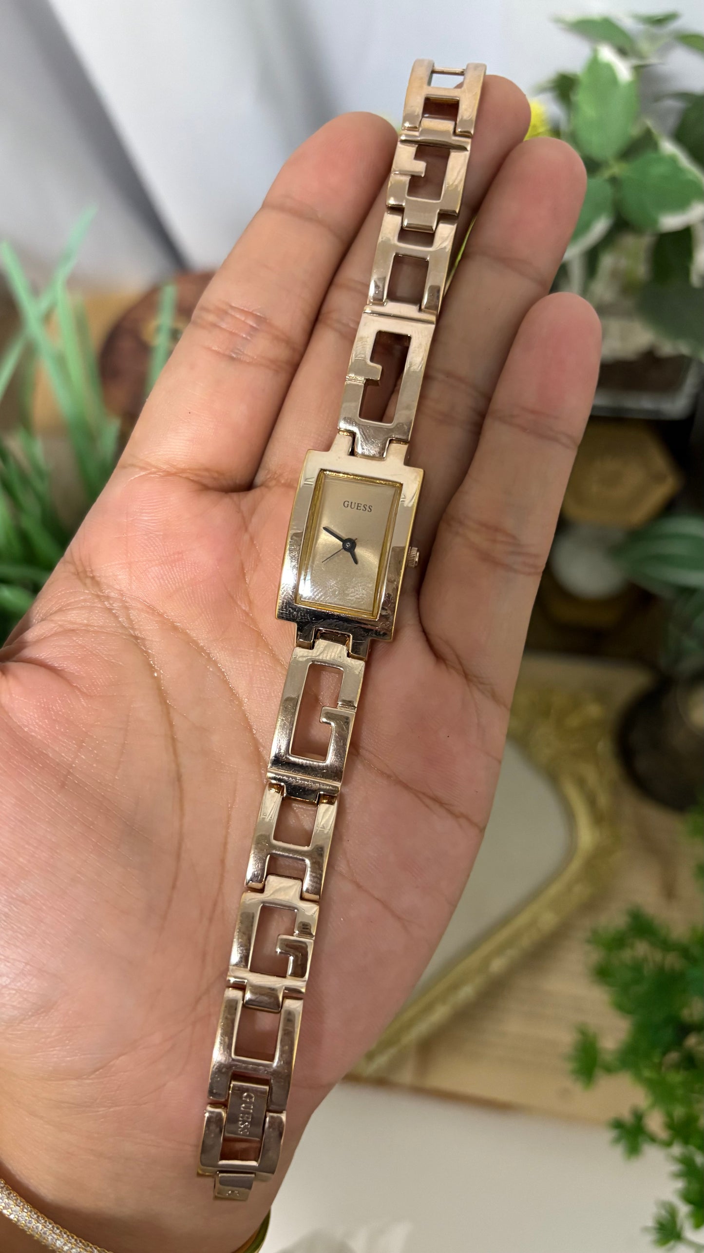 Vintage Guess Tank Watch in Gold Tone