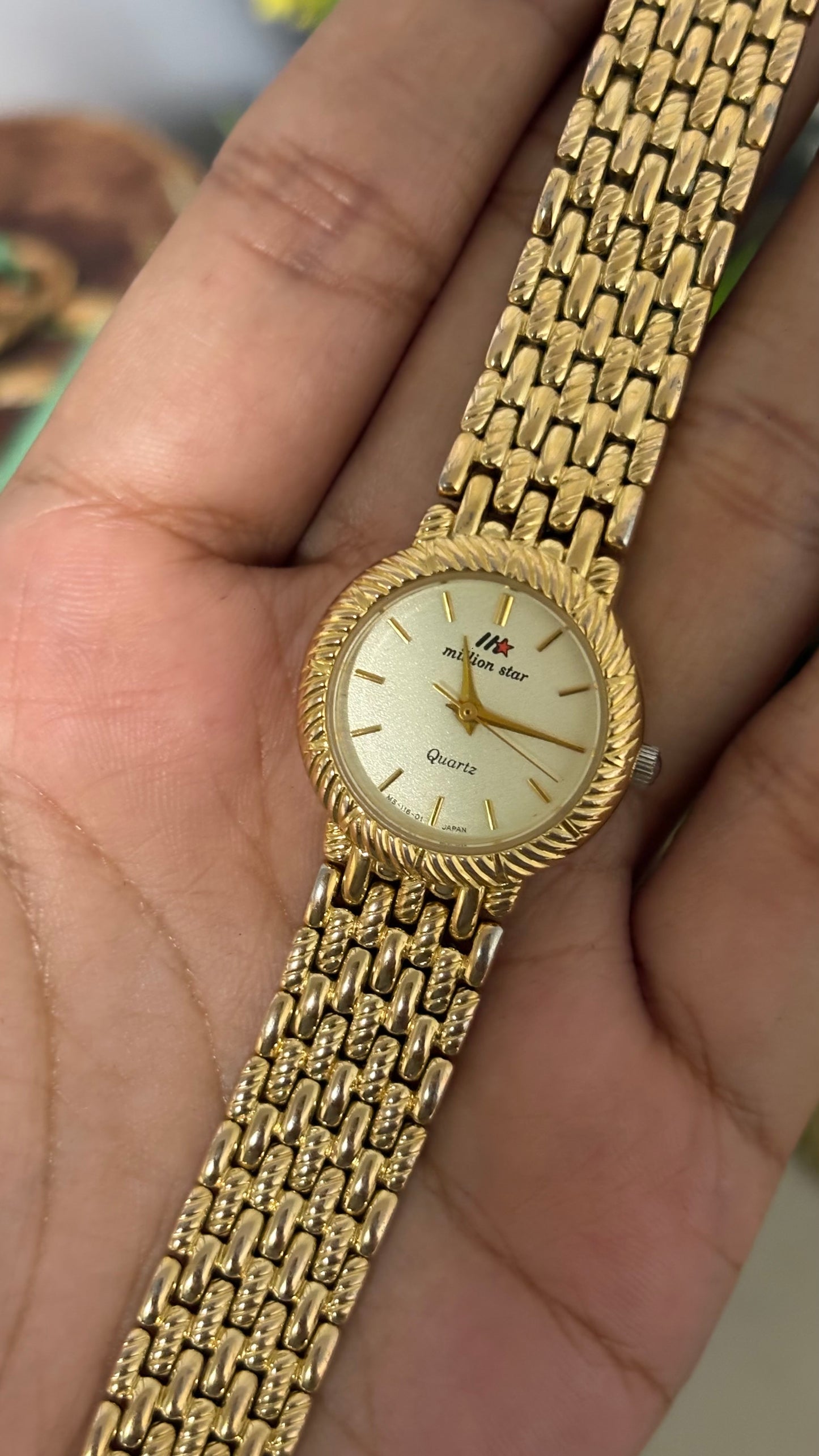 Vintage Million Star Watch in Gold Tone