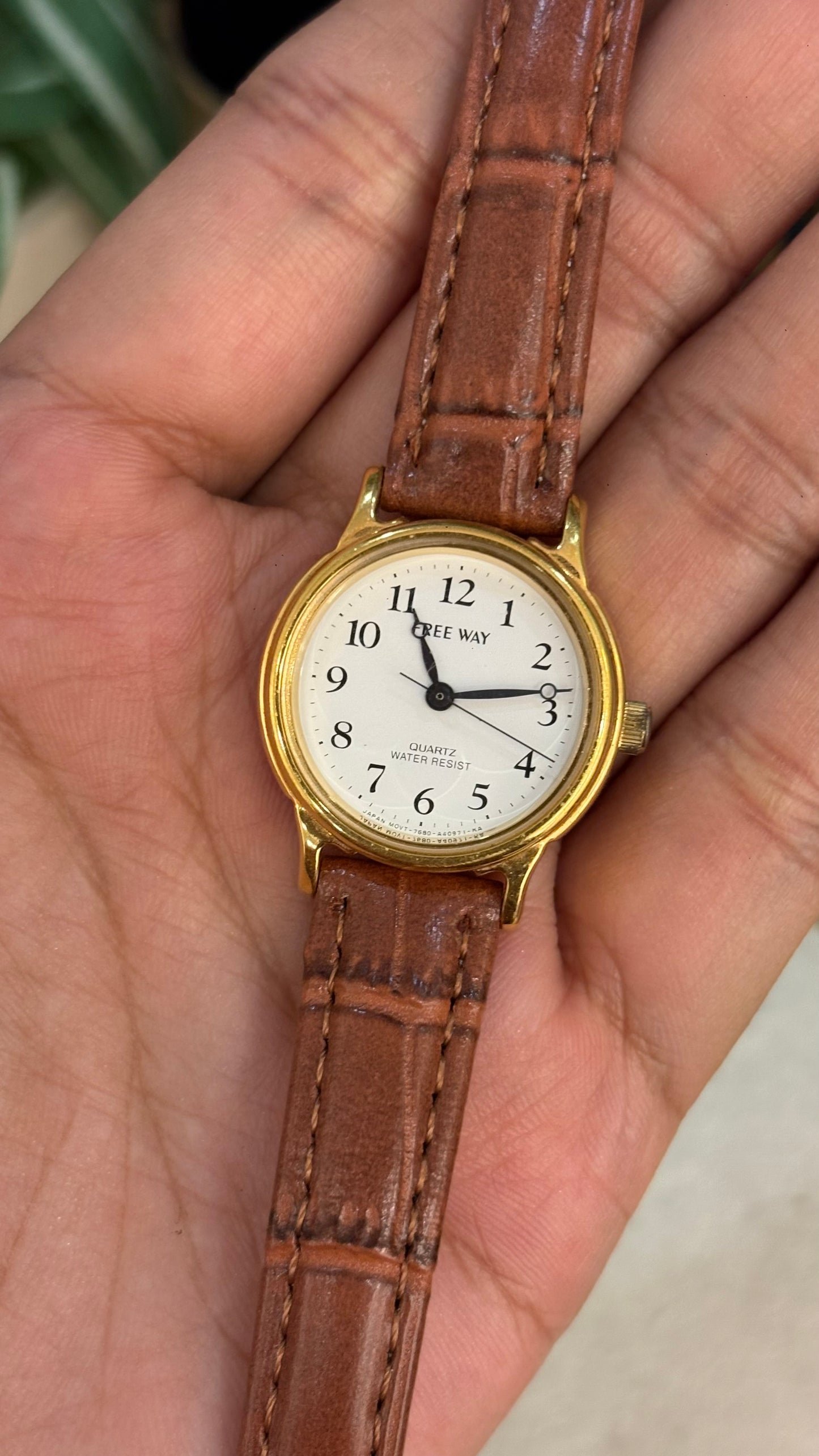 Vintage Free Way by Citizen Watch in Brown Leather Straps