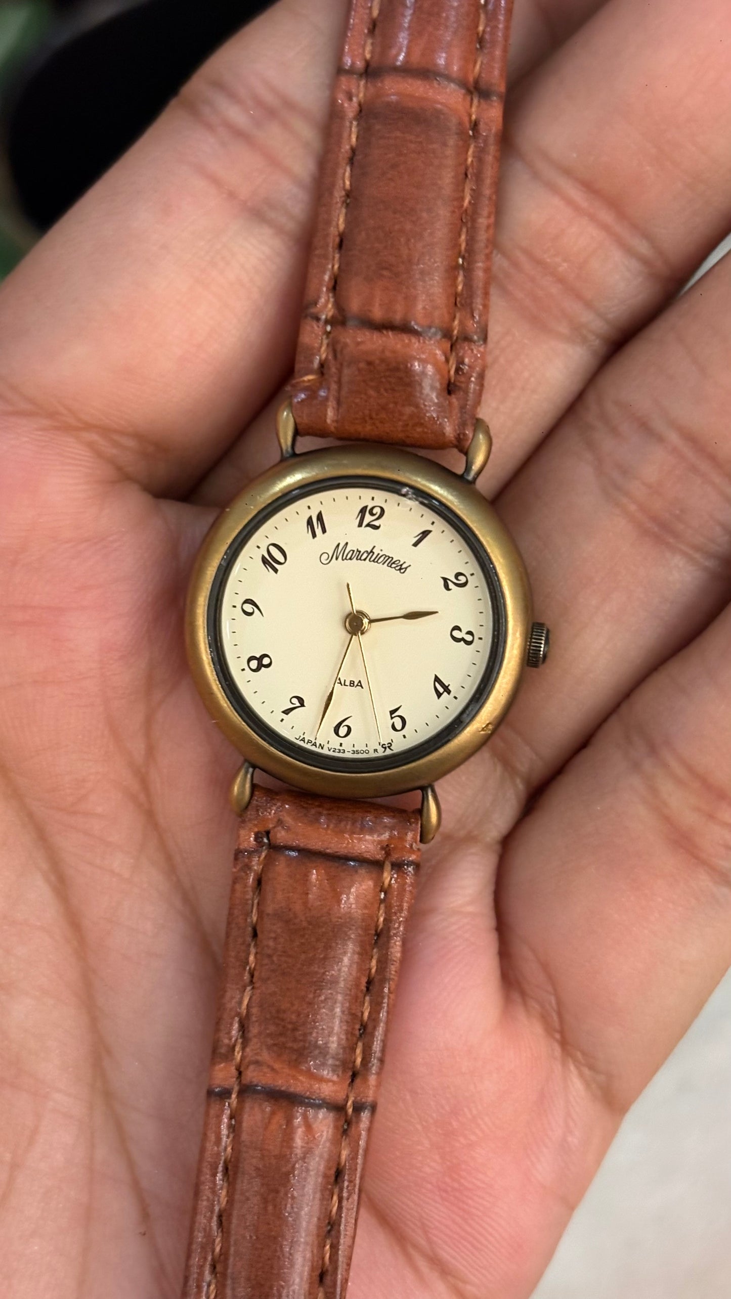 Vintage Marchioness Alba by Seiko Watch in Brown Leather Straps