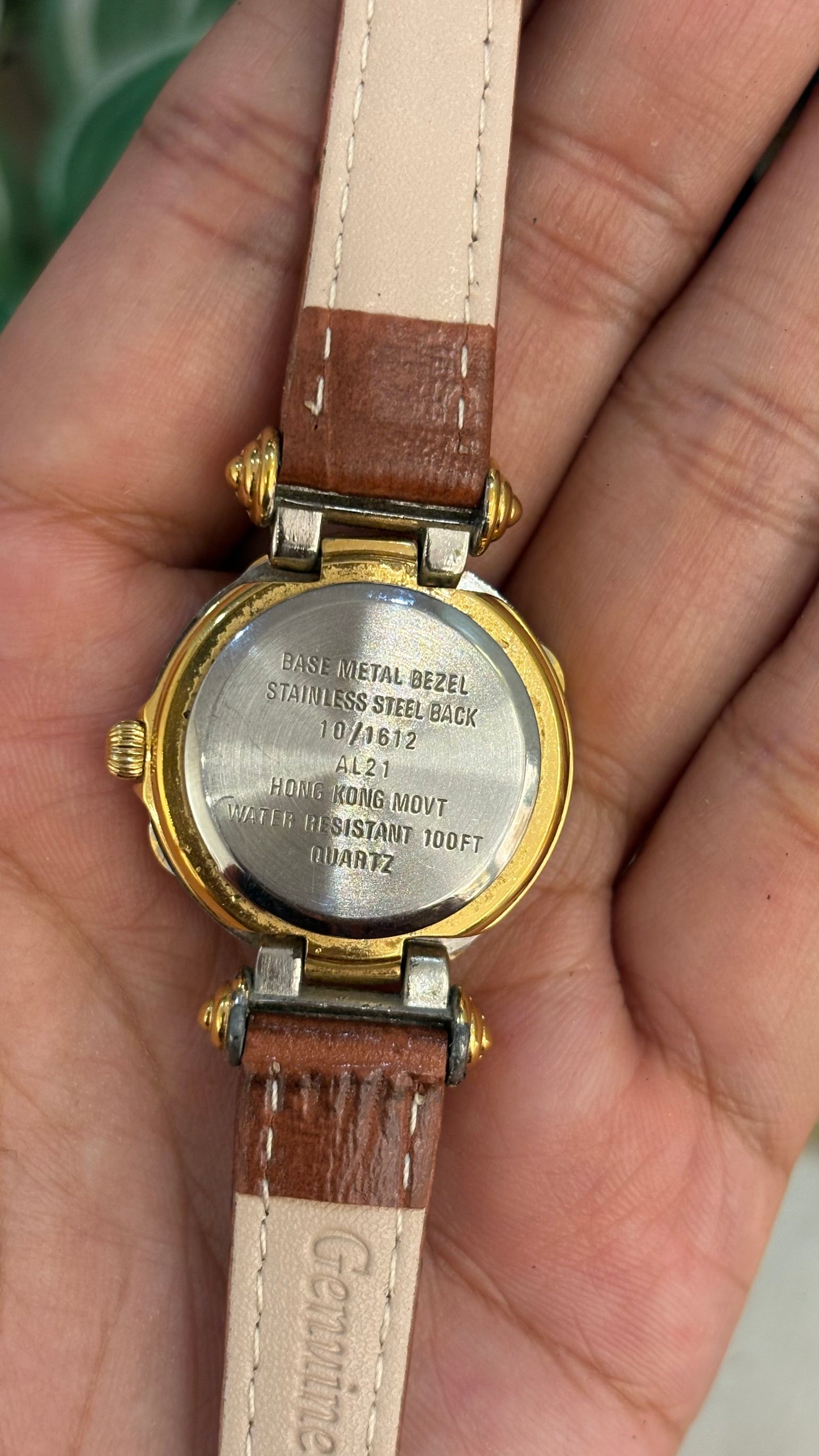 Vintage Anne Klein Watch Roman Dial in Brown Leather Straps