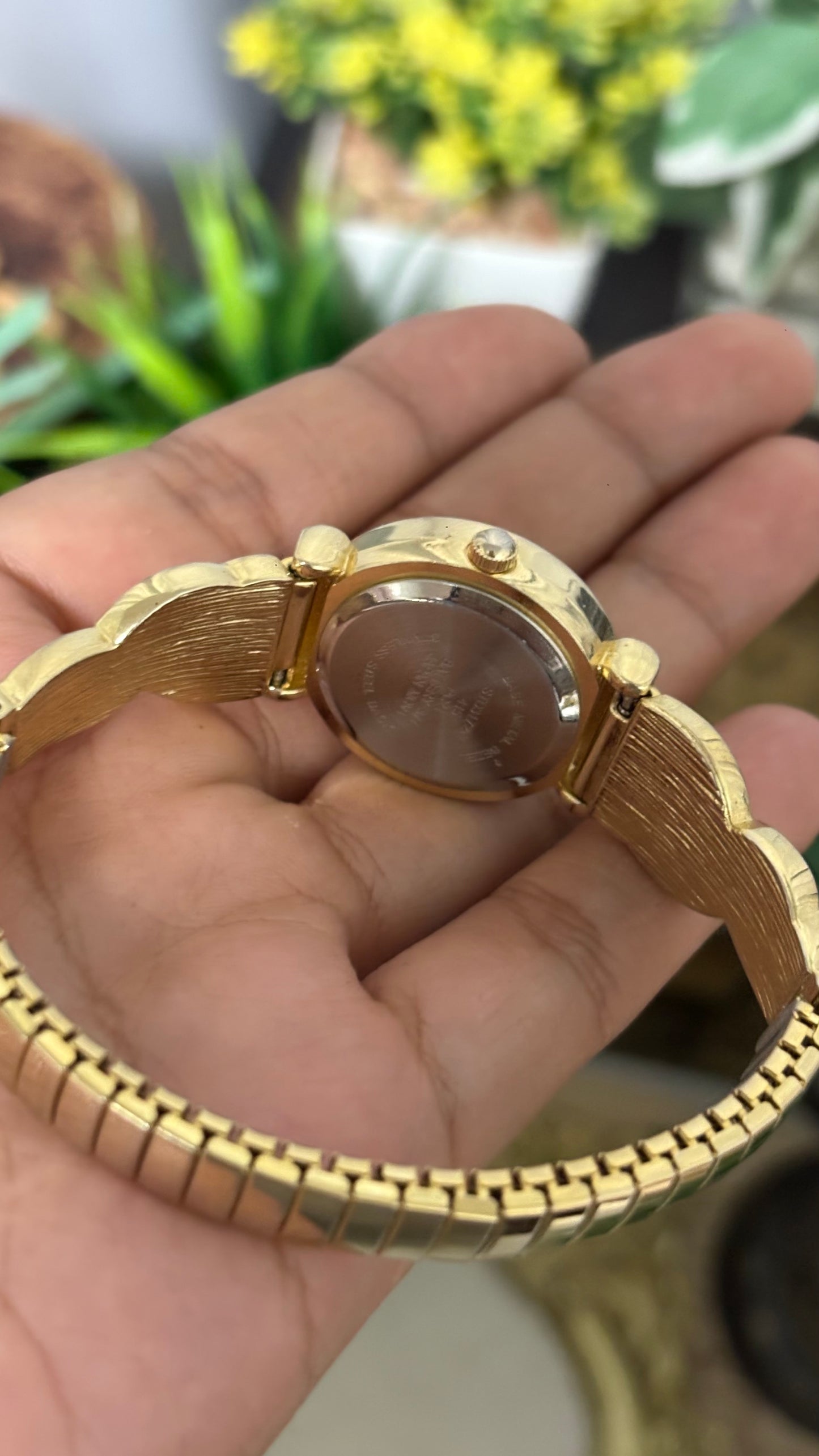 Vintage Studio Expandable Bejeweled Watch in Gold Tone