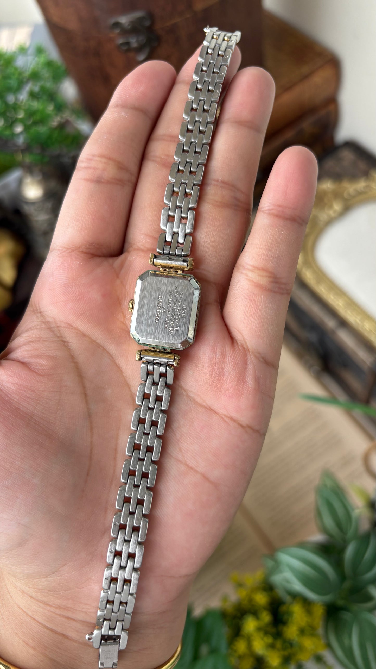 Vintage Orient by Seiko Mini Tank Watch in Gold Tone Quartz