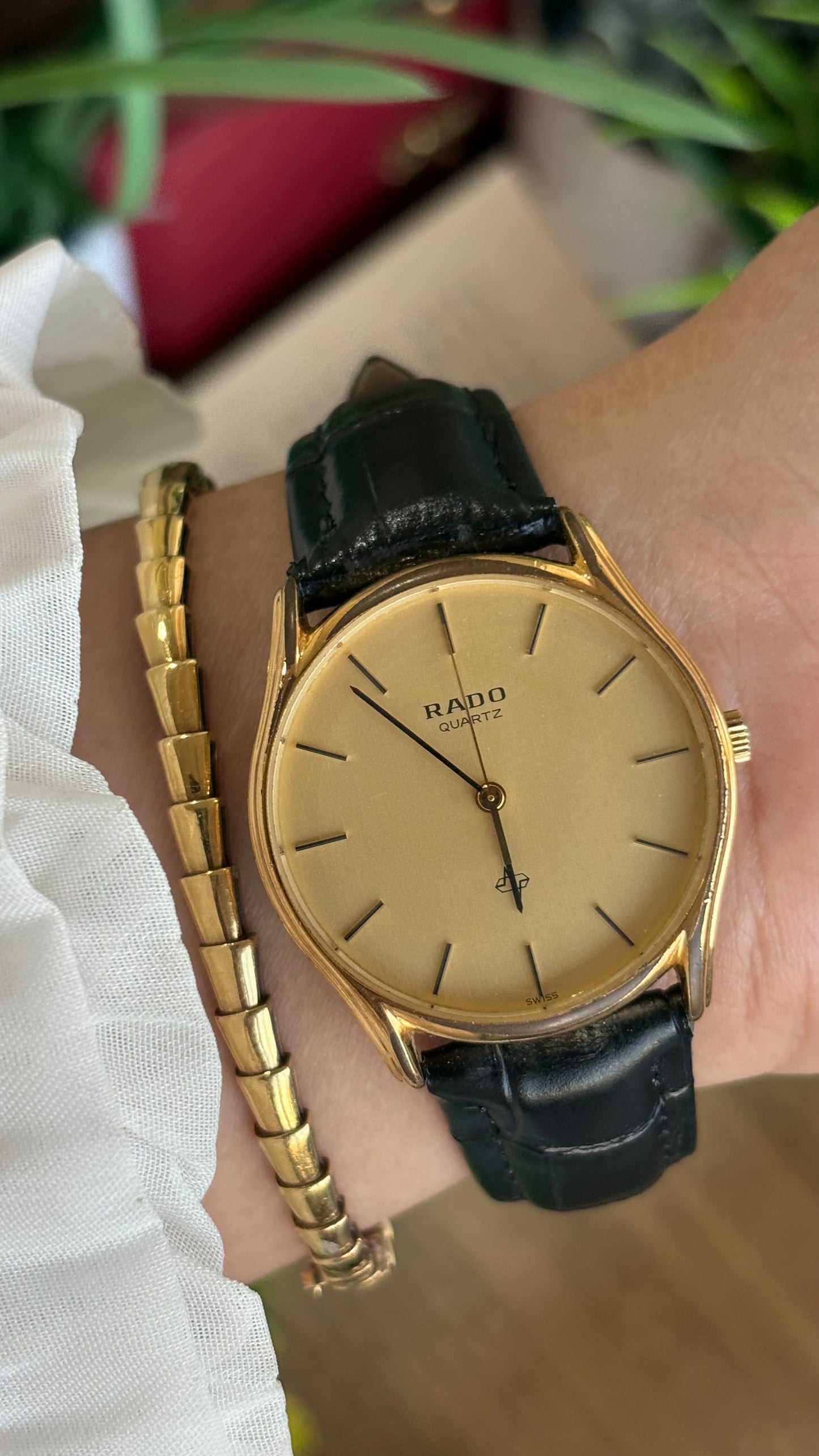 Vintage RADO Men's Dress Watch in Black Leather Strap