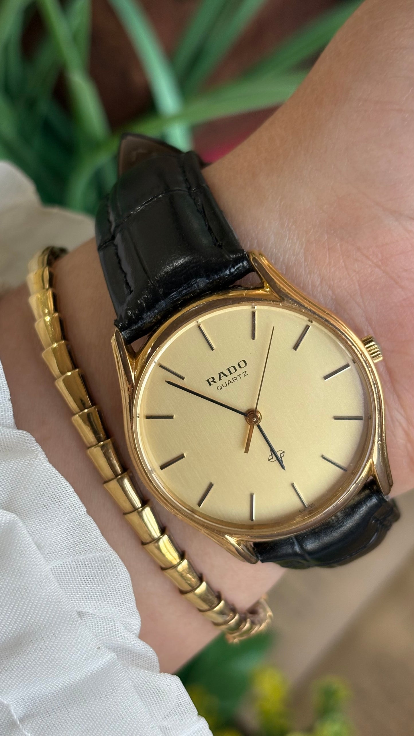 Vintage RADO Men's Dress Watch in Black Leather Strap
