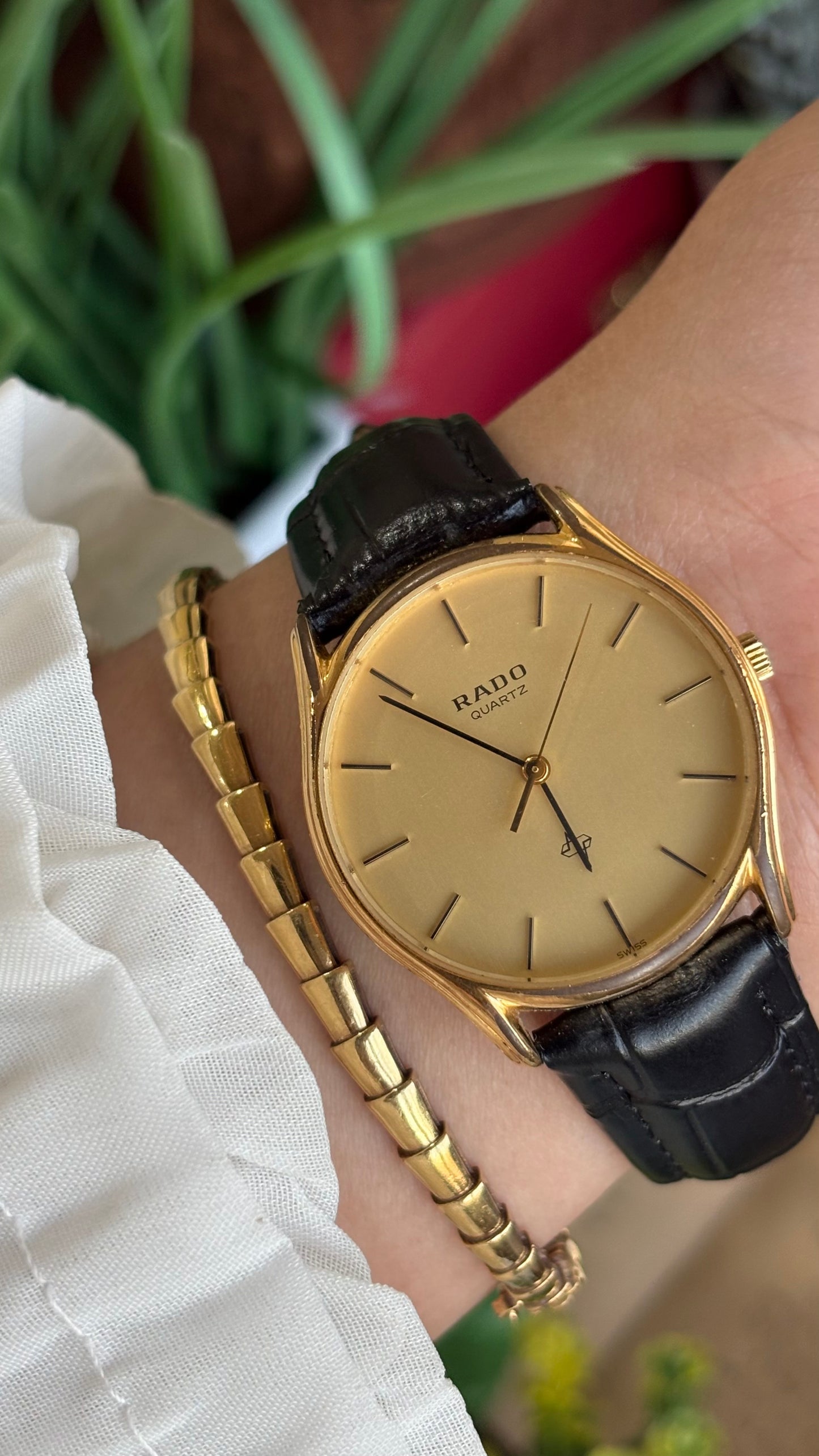 Vintage RADO Men's Dress Watch in Black Leather Strap