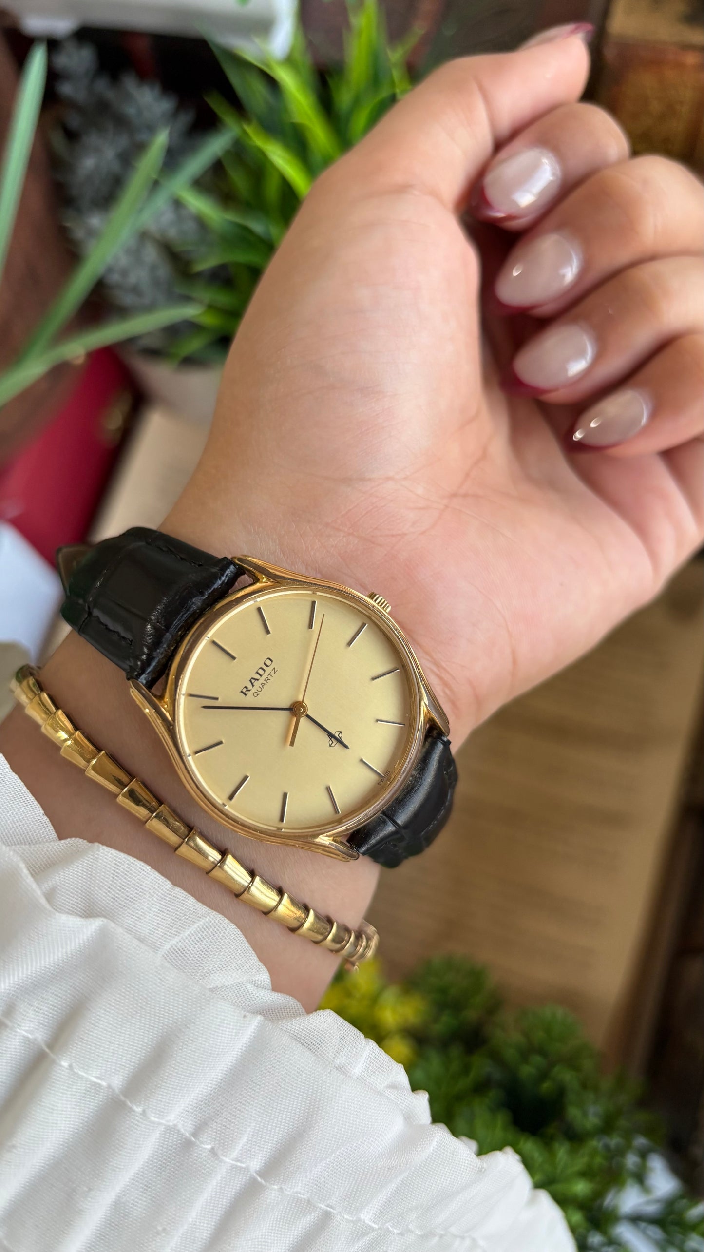 Vintage RADO Men's Dress Watch in Black Leather Strap
