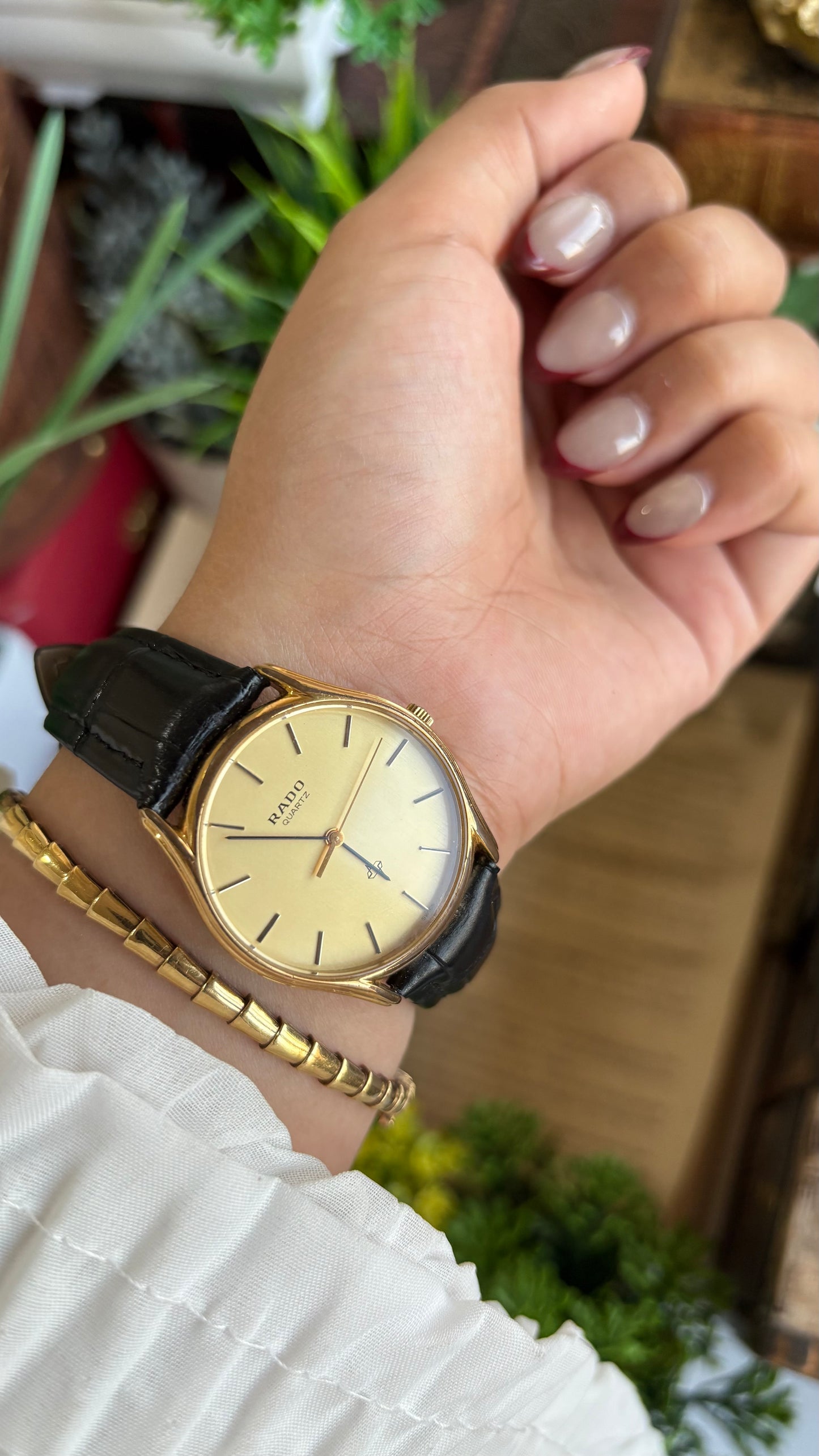 Vintage RADO Men's Dress Watch in Black Leather Strap