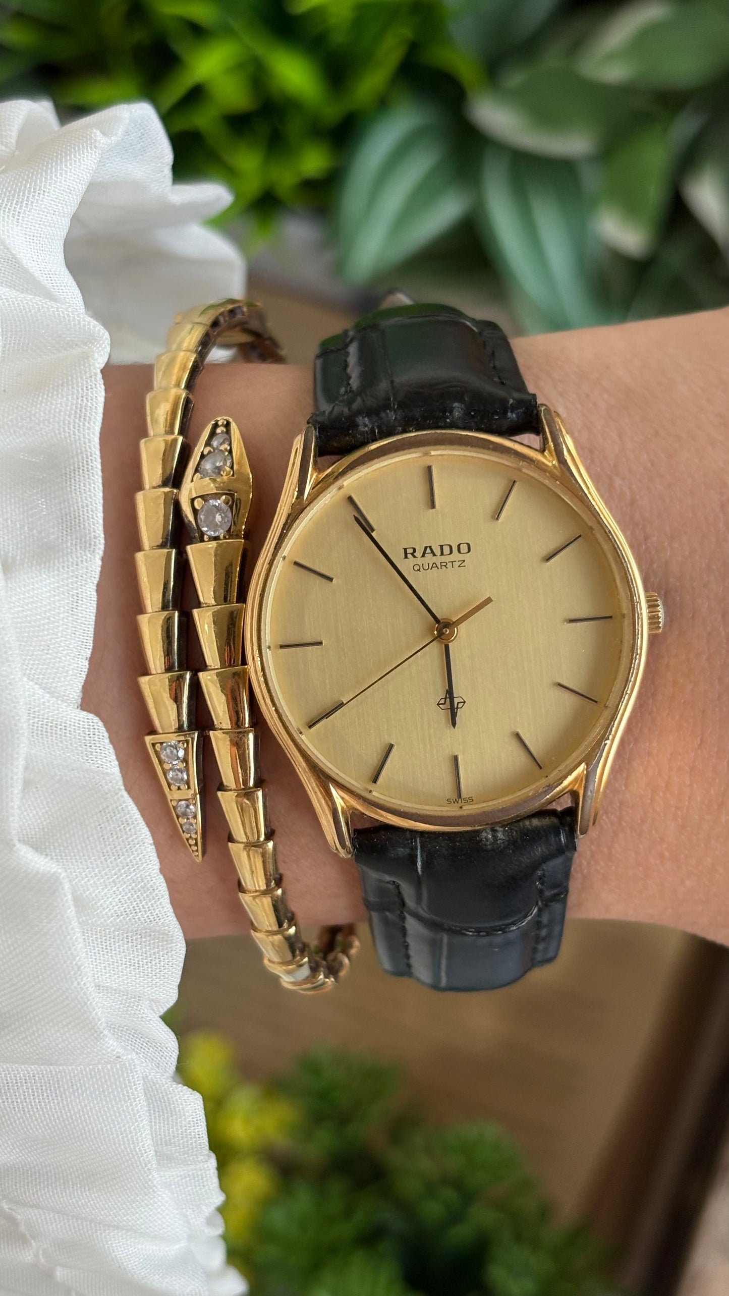 Vintage RADO Men's Dress Watch in Black Leather Strap