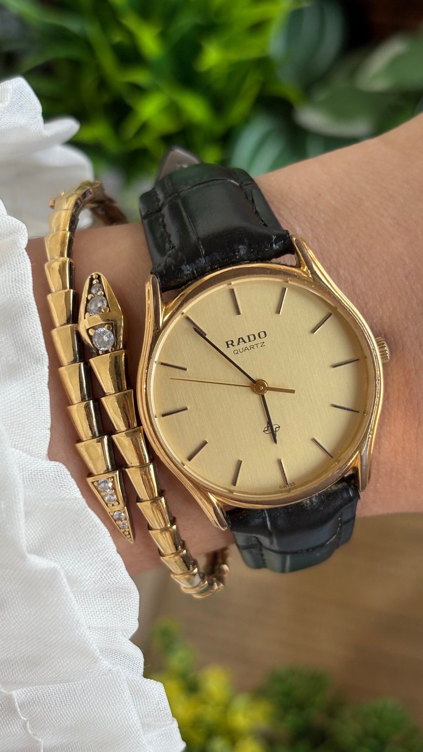 Vintage RADO Men's Dress Watch in Black Leather Strap