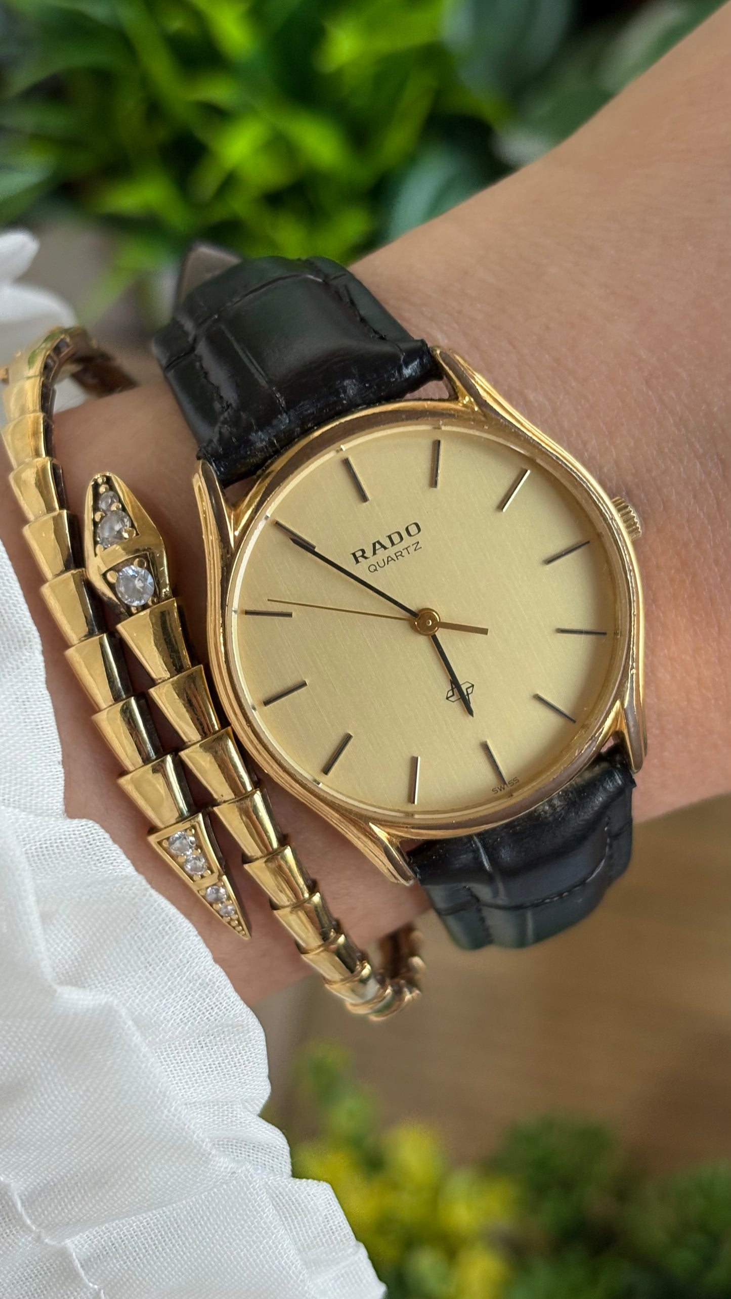 Vintage RADO Men's Dress Watch in Black Leather Strap