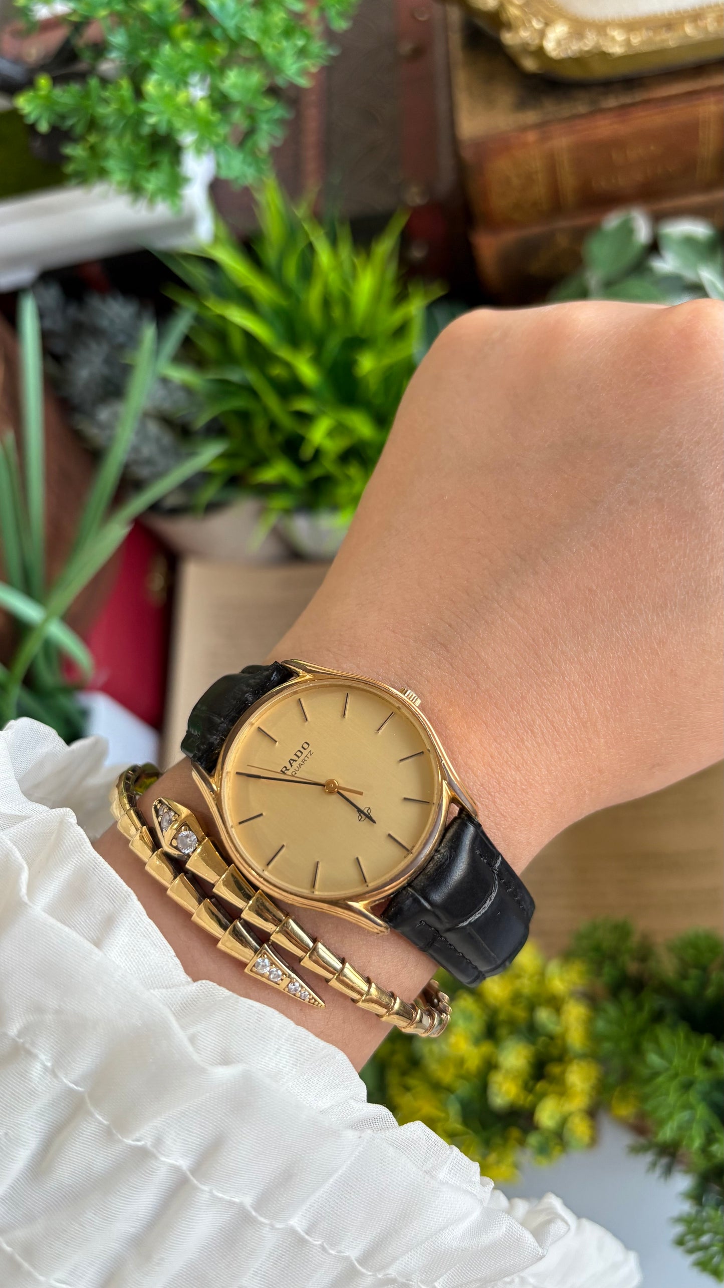 Vintage RADO Men's Dress Watch in Black Leather Strap