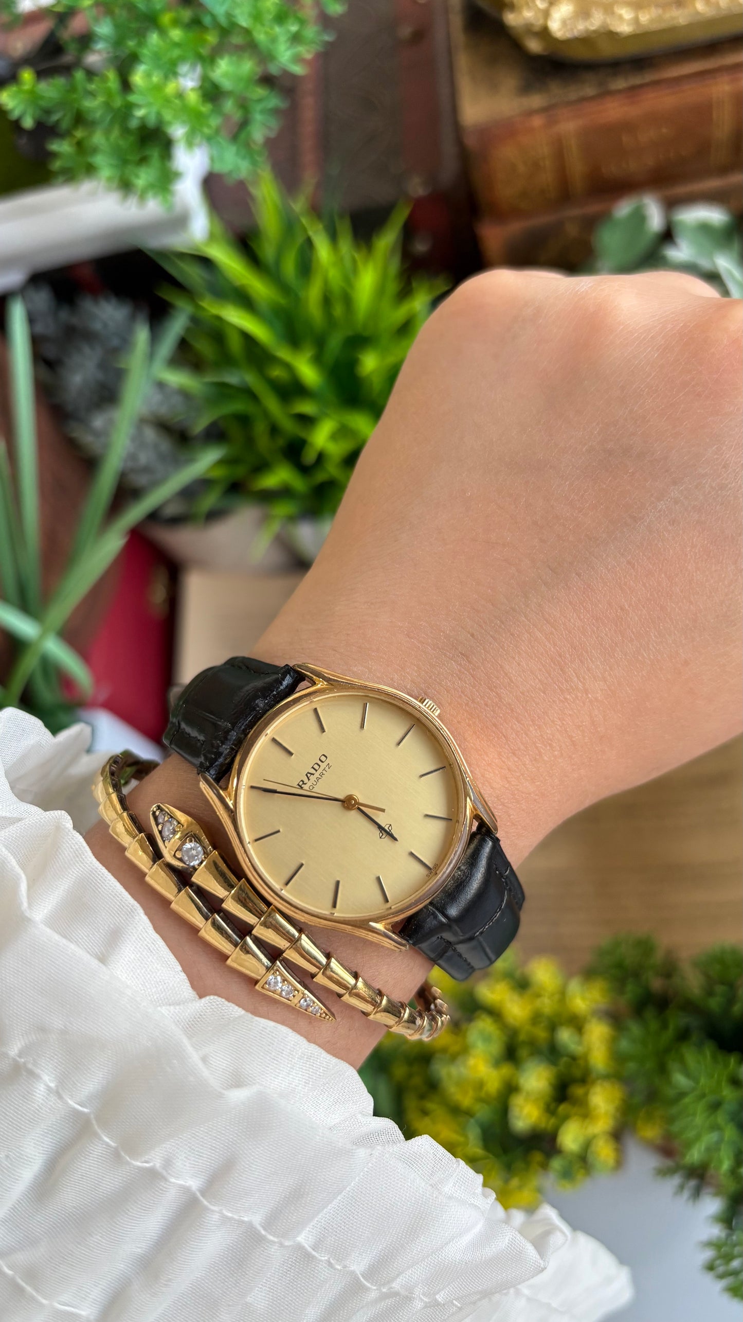 Vintage RADO Men's Dress Watch in Black Leather Strap