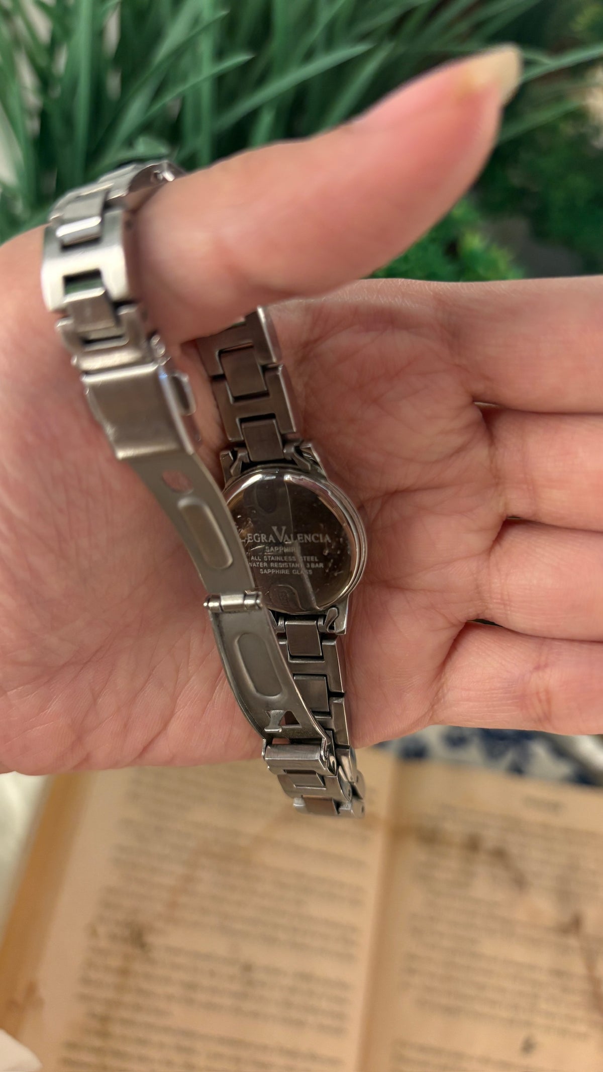 Rare Legra Valencia Mother of Pearl Dial Sapphire Glass Watch in Silver Tone Quartz