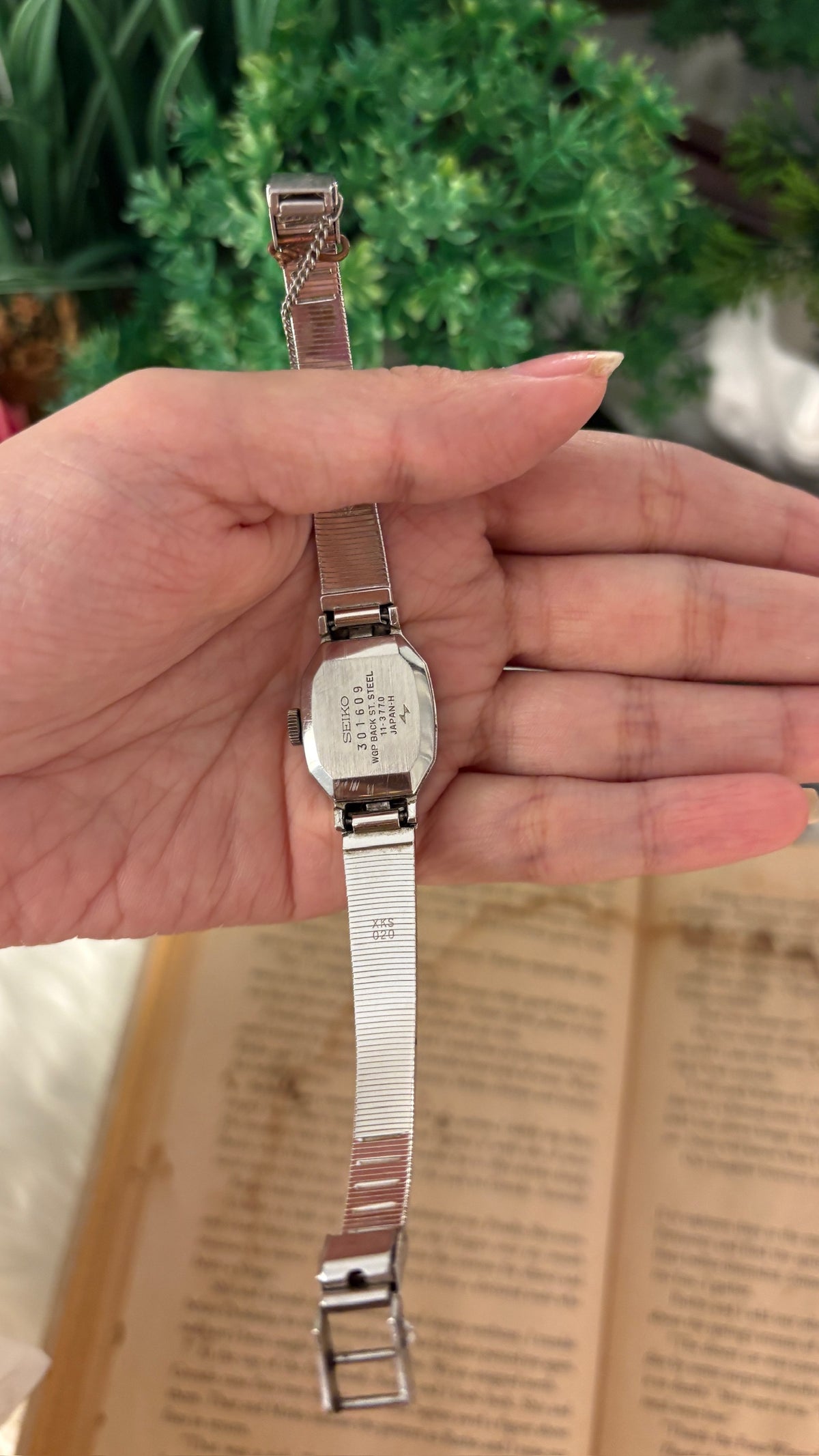 Rare Dainty Vintage Seiko Blue Dial Manual Wind Tank Watch in Silver Tone