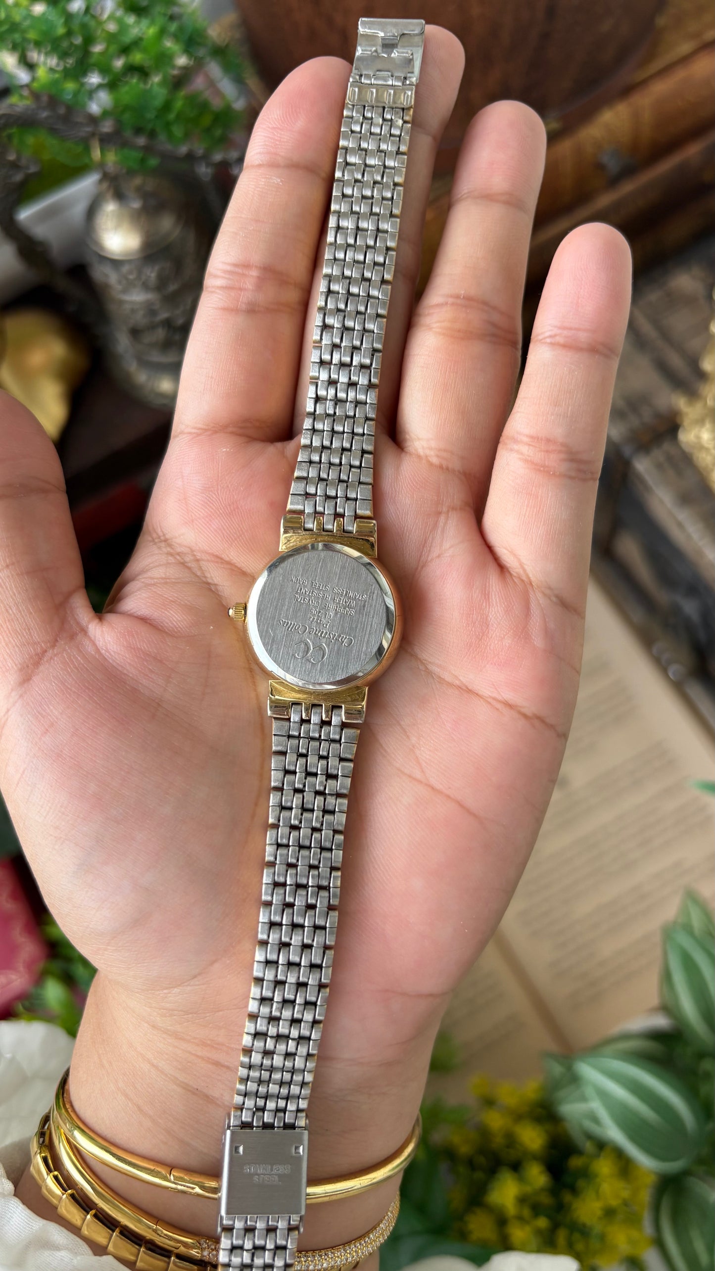 Vintage Christine Collas Paris Sapphire Crystal in Two-Tone Sandblast Dial Quartz