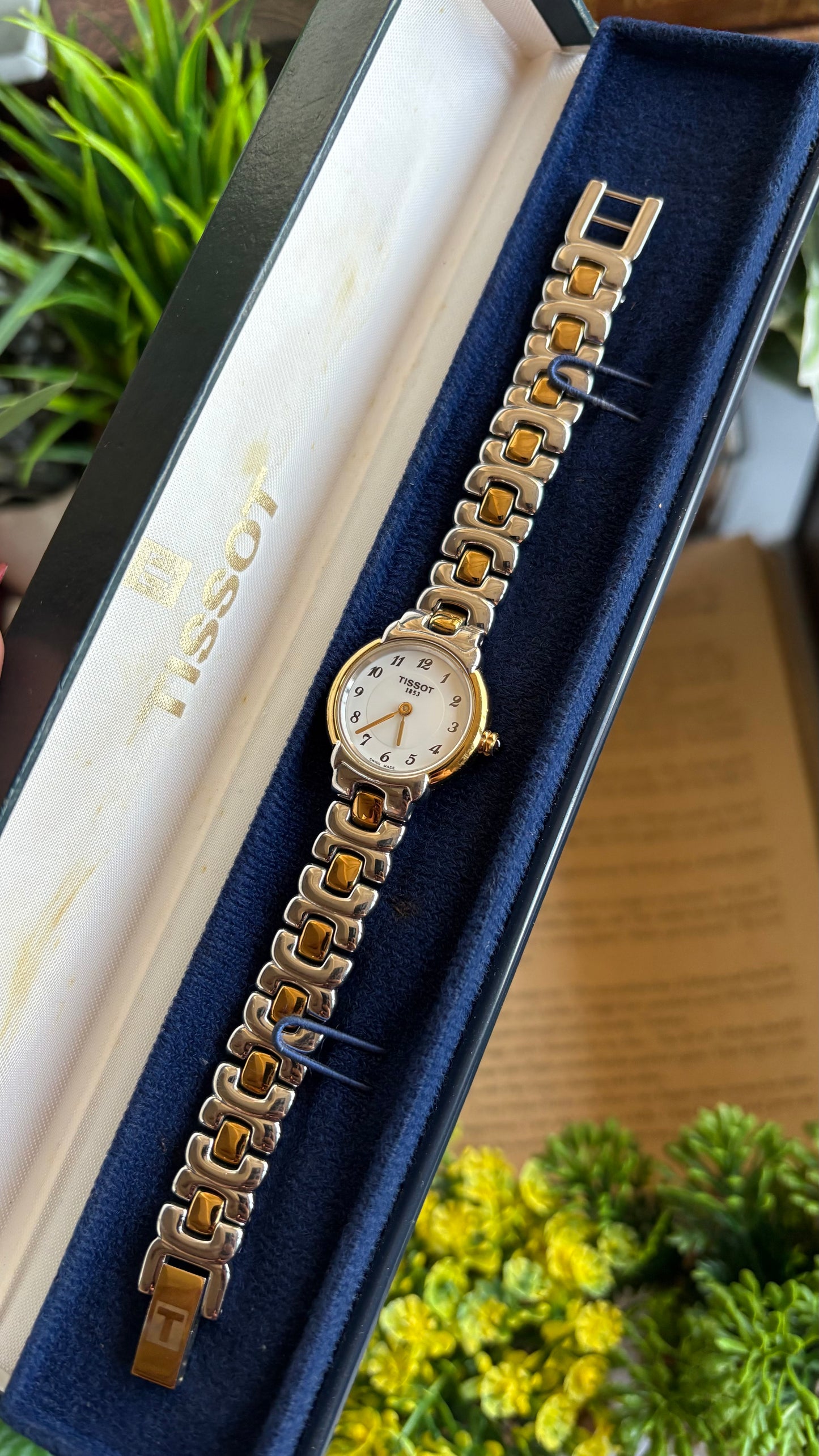 Vintage Tissot Swiss Watch in Two-Tone Sapphire Crown and Crystal
