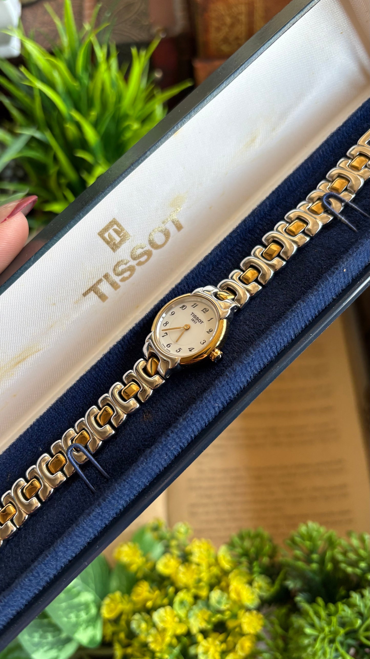 Vintage Tissot Swiss Watch in Two-Tone Sapphire Crown and Crystal