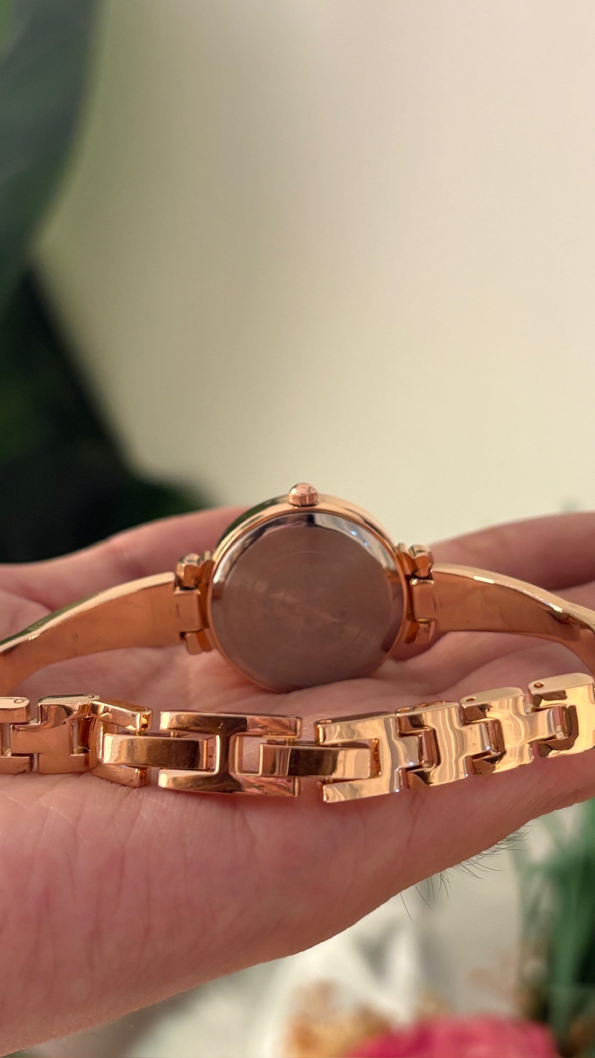 Rare Vintage Anne Klein Burgundy Twisted Semi Bangle Watch in Rose Gold Tone Quartz