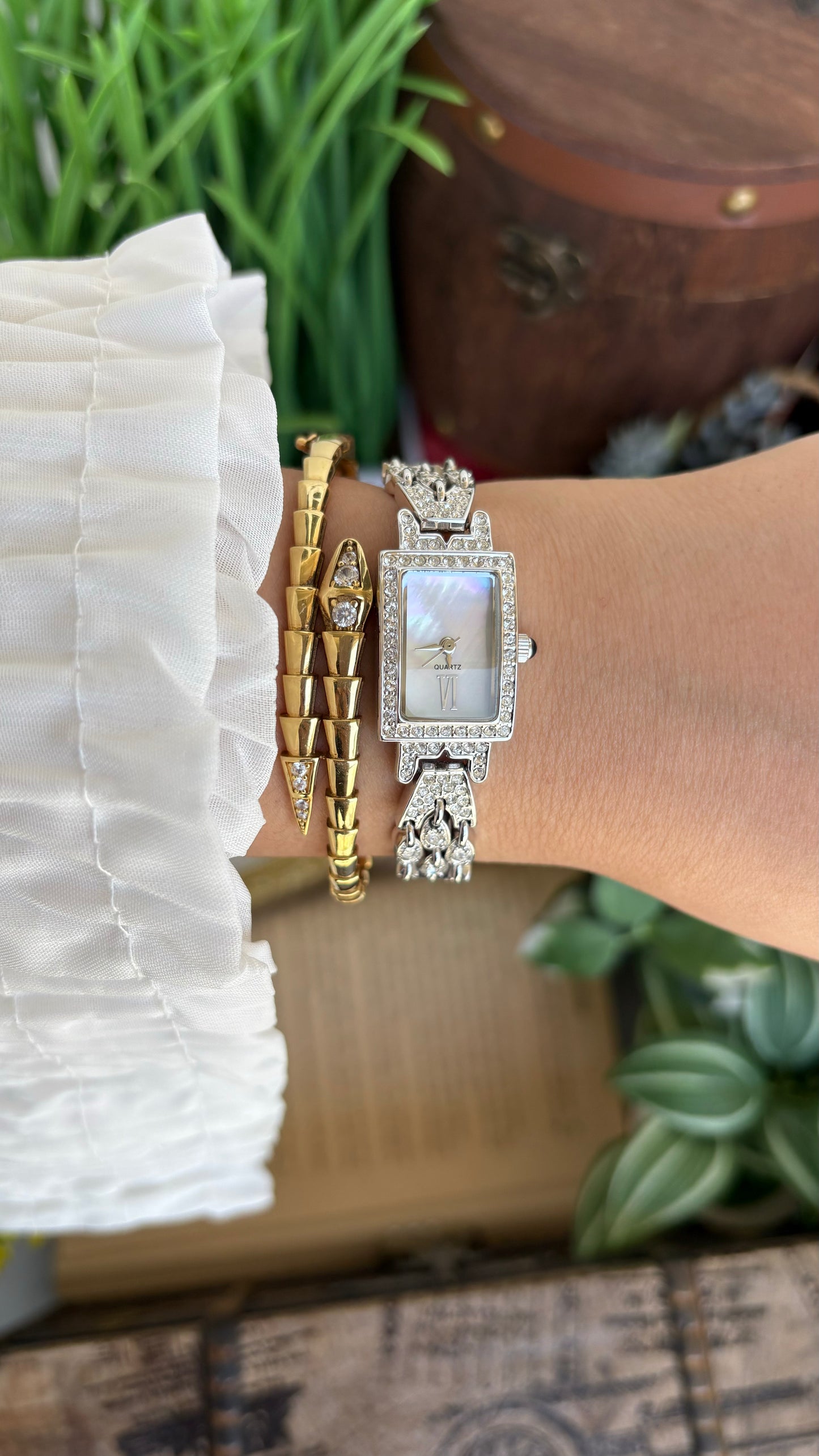 Extremely Rare Metropolitan Museum of Art Moissanite Bejeweled Vintage Watch in Silver Tone Shell Dial