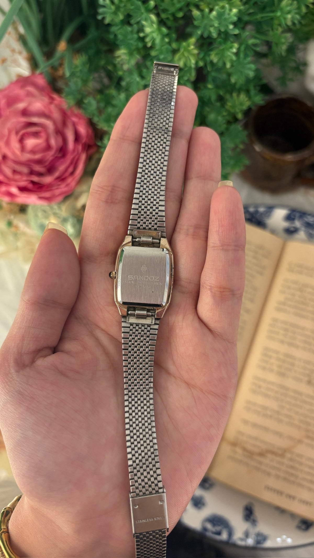 Rare Vintage Sandoz Tank Watch in Gold Tone Quartz