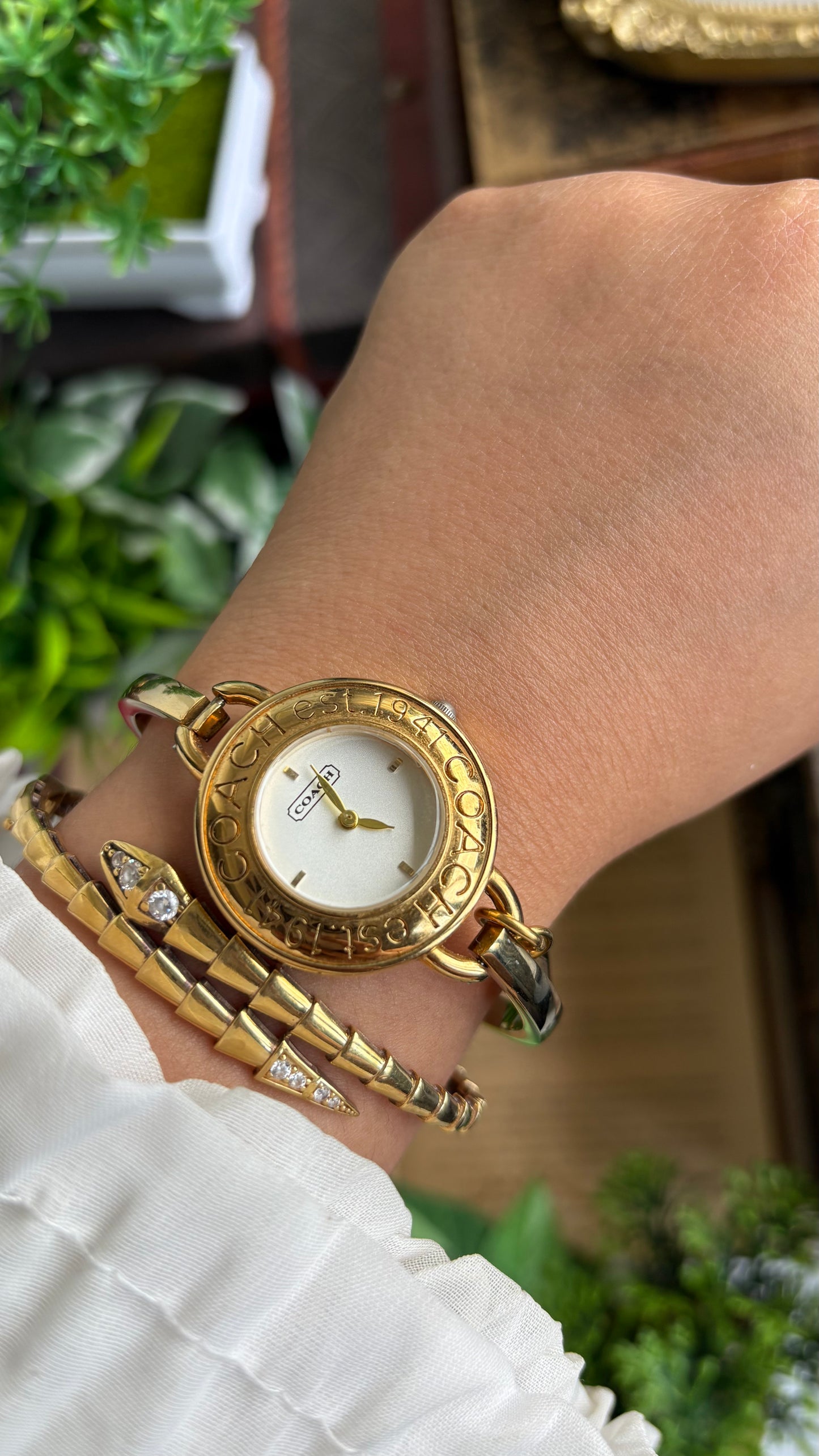 Vintage Coach Bangle Watch in Gold Tone