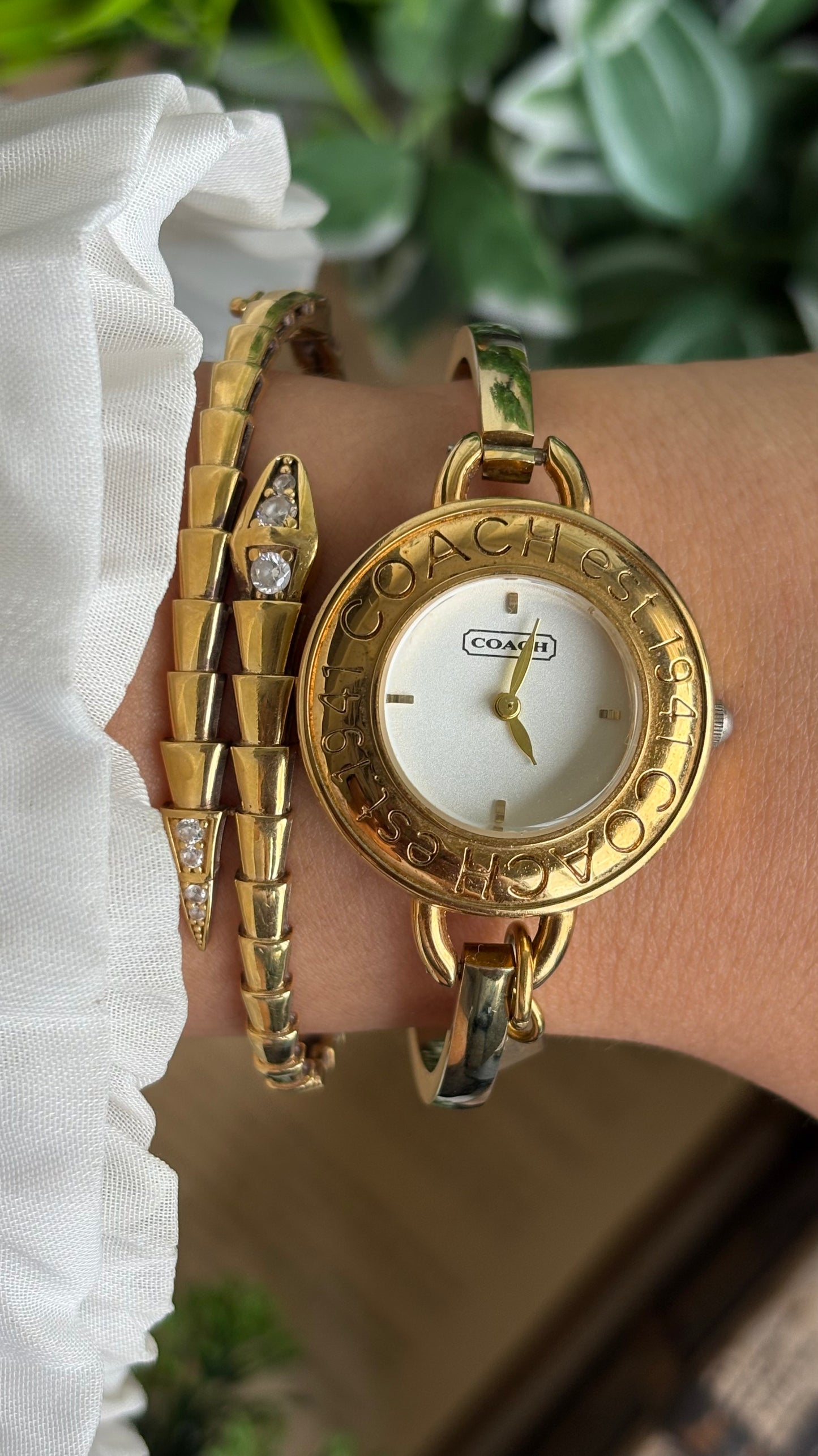 Vintage Coach Bangle Watch in Gold Tone