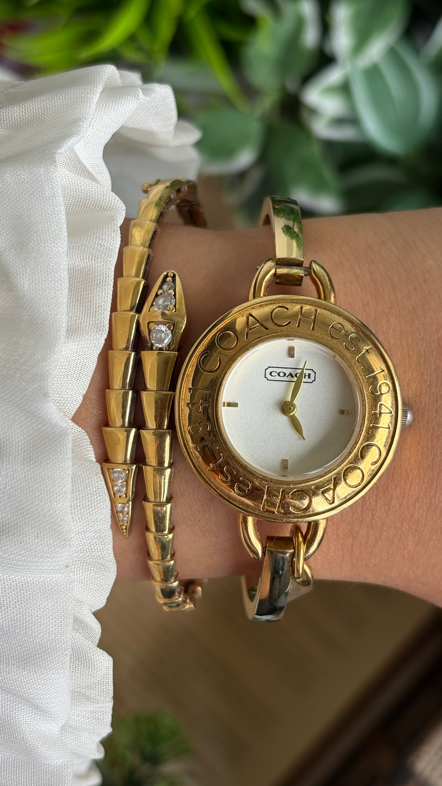 Vintage Coach Bangle Watch in Gold Tone