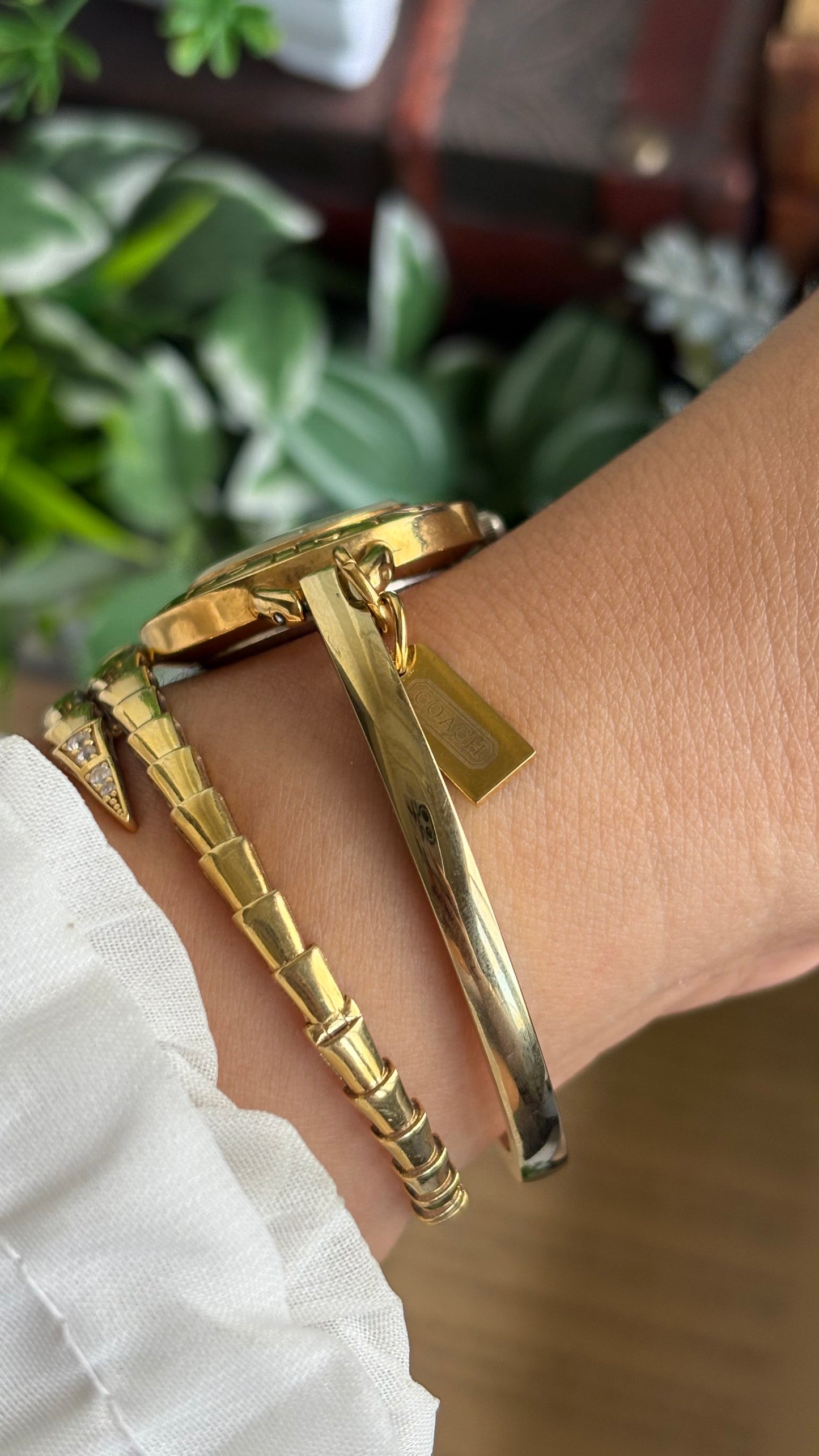 Vintage Coach Bangle Watch in Gold Tone