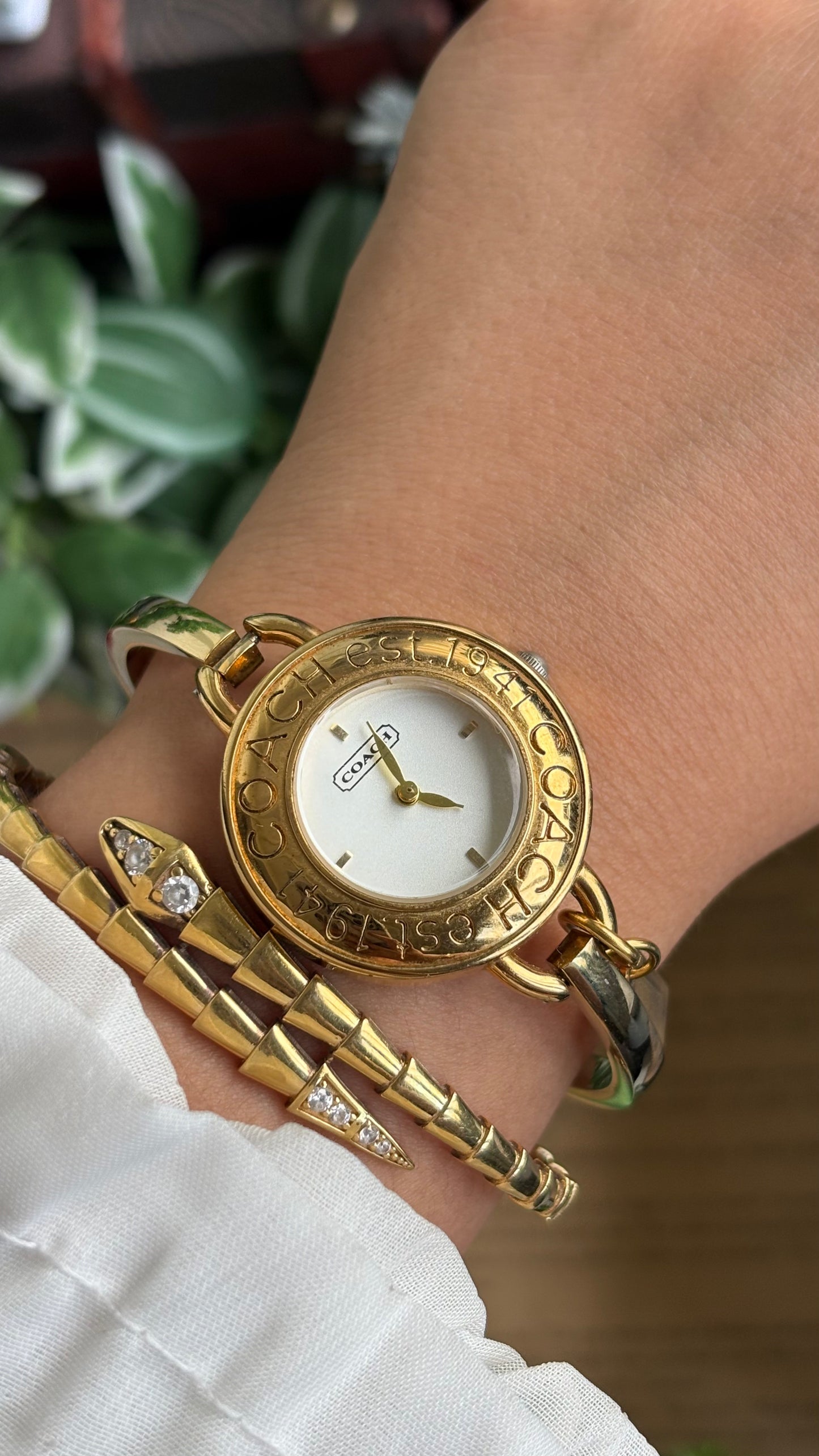 Vintage Coach Bangle Watch in Gold Tone