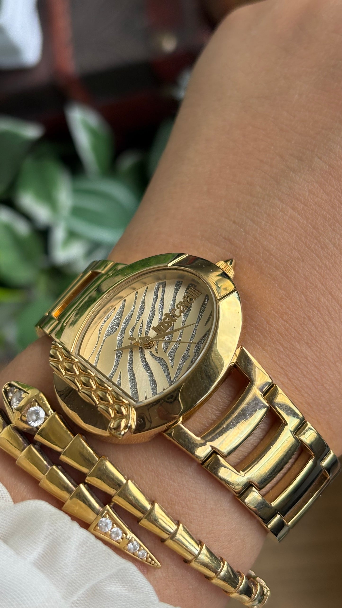 Extremely Rare Vintage Just Cavalli Half Moon Watch in Gold Tone