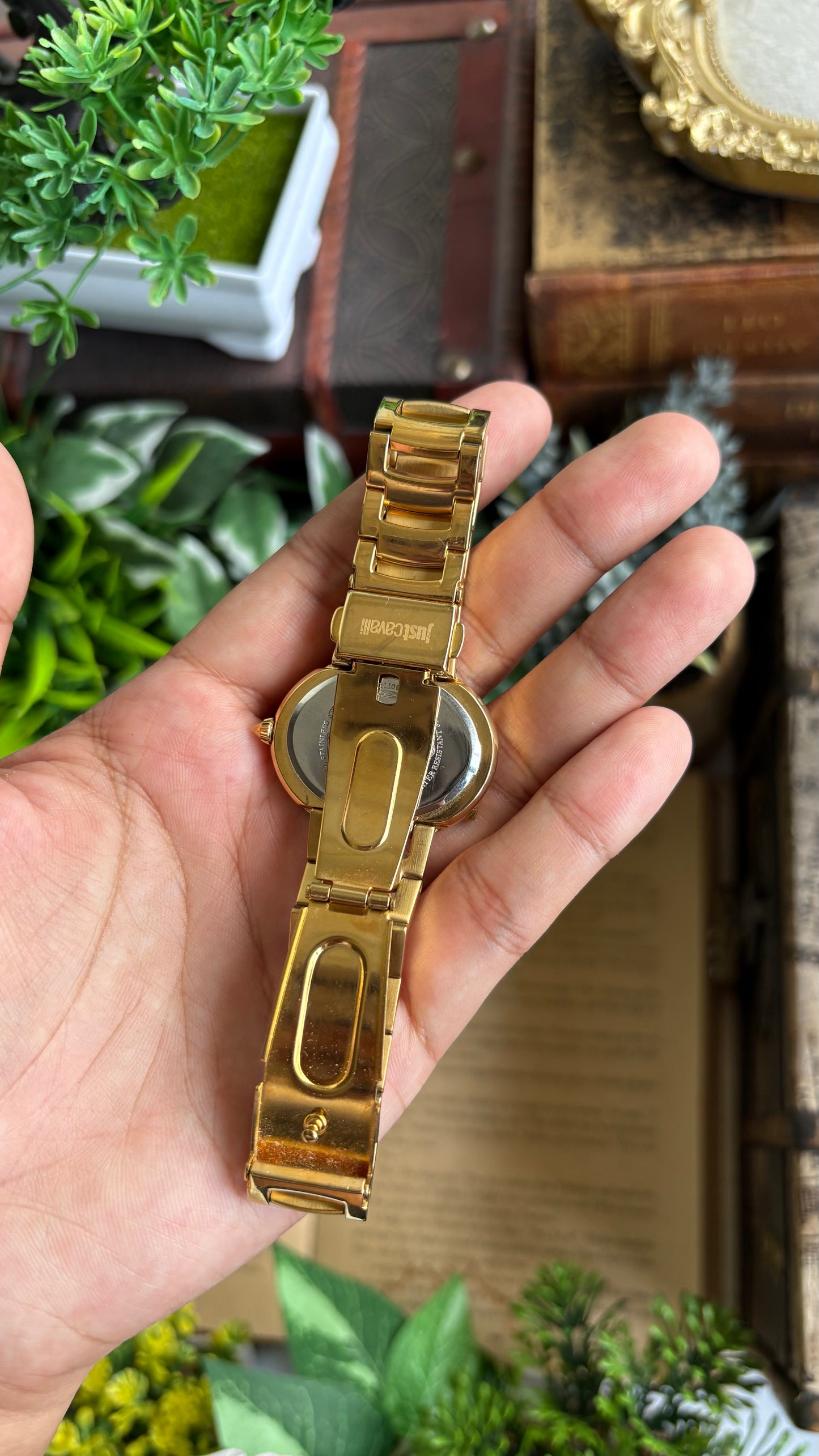 Extremely Rare Vintage Just Cavalli Half Moon Watch in Gold Tone