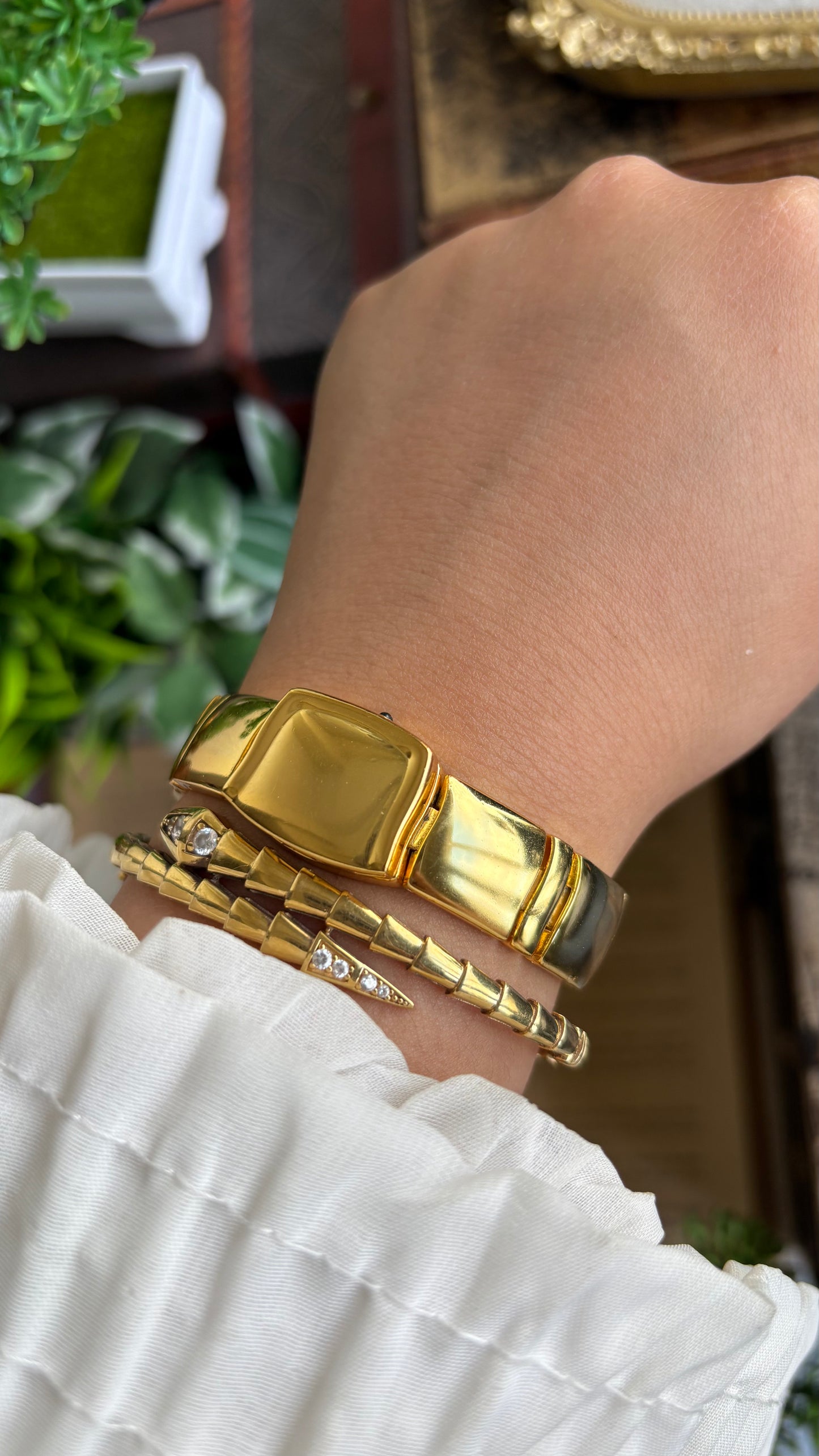 Extremely Rare Vintage Anne Klein Peekaboo Swiss Watch in Gold Tone