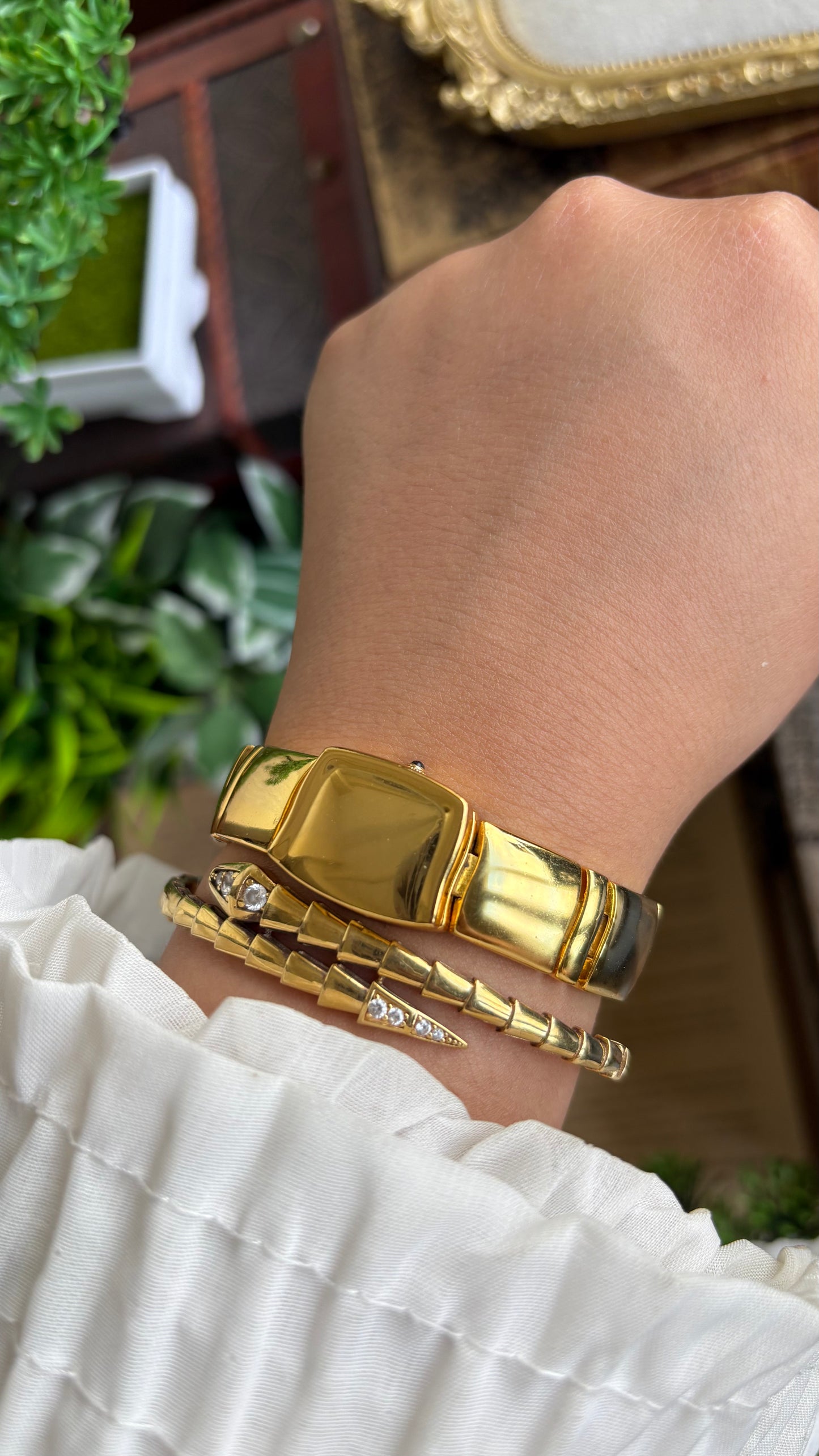 Extremely Rare Vintage Anne Klein Peekaboo Swiss Watch in Gold Tone
