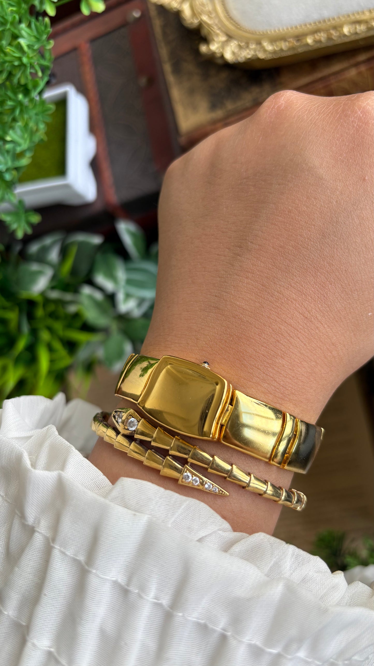 Extremely Rare Vintage Anne Klein Peekaboo Swiss Watch in Gold Tone