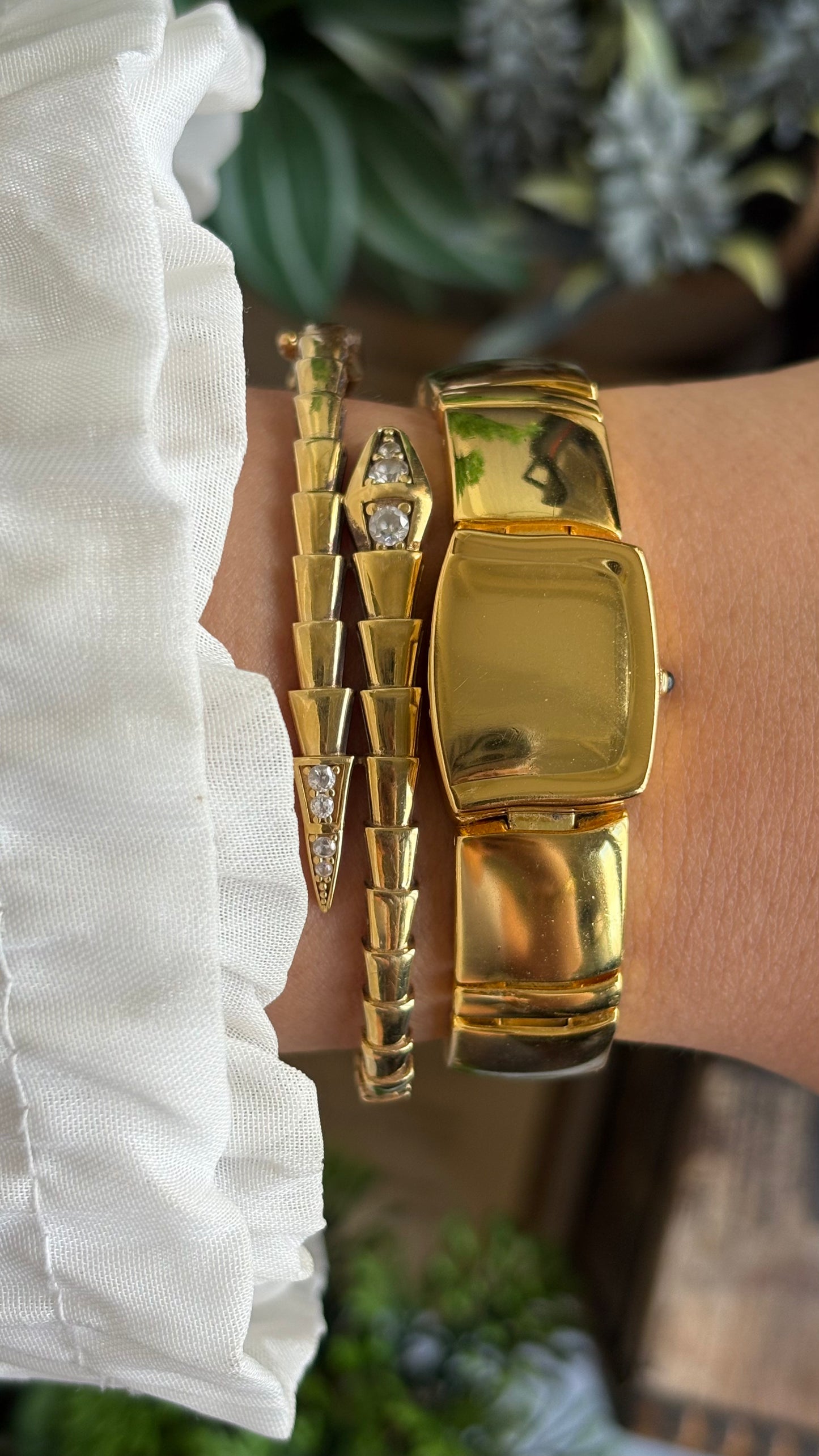 Extremely Rare Vintage Anne Klein Peekaboo Swiss Watch in Gold Tone