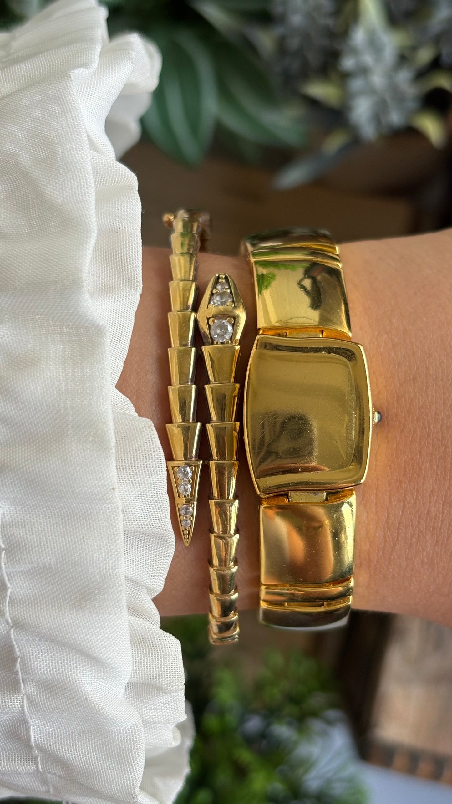 Extremely Rare Vintage Anne Klein Peekaboo Swiss Watch in Gold Tone