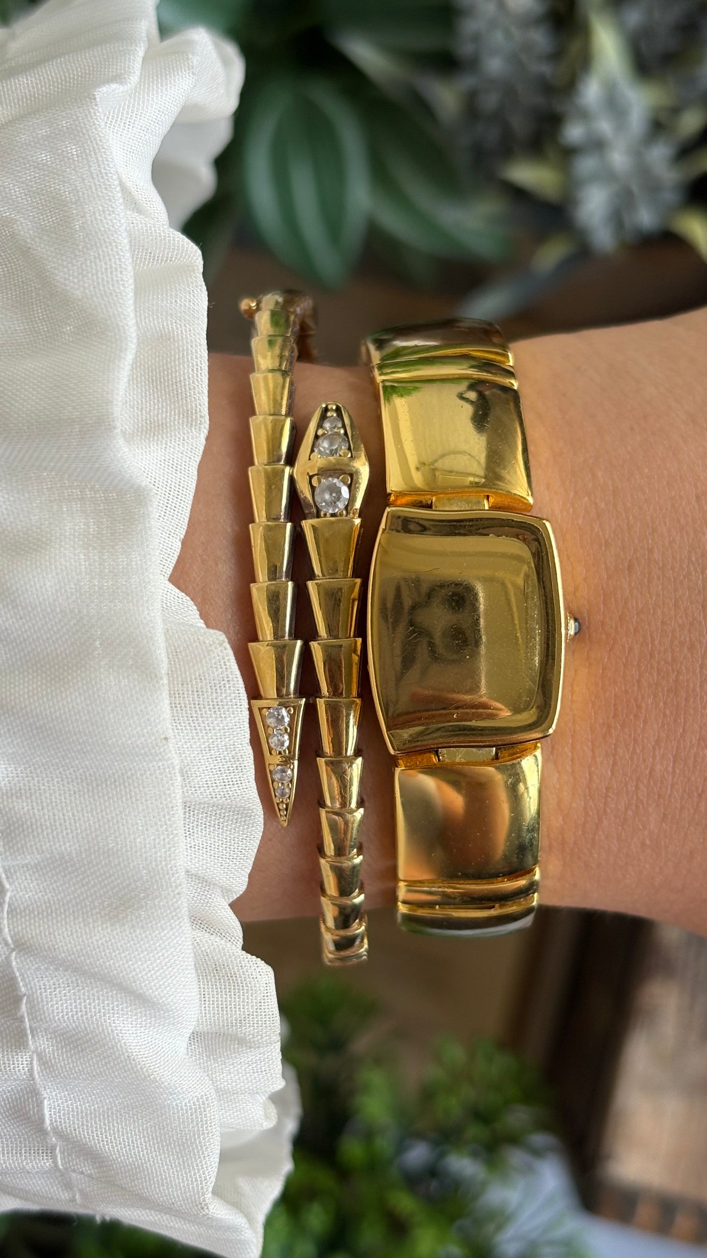 Extremely Rare Vintage Anne Klein Peekaboo Swiss Watch in Gold Tone