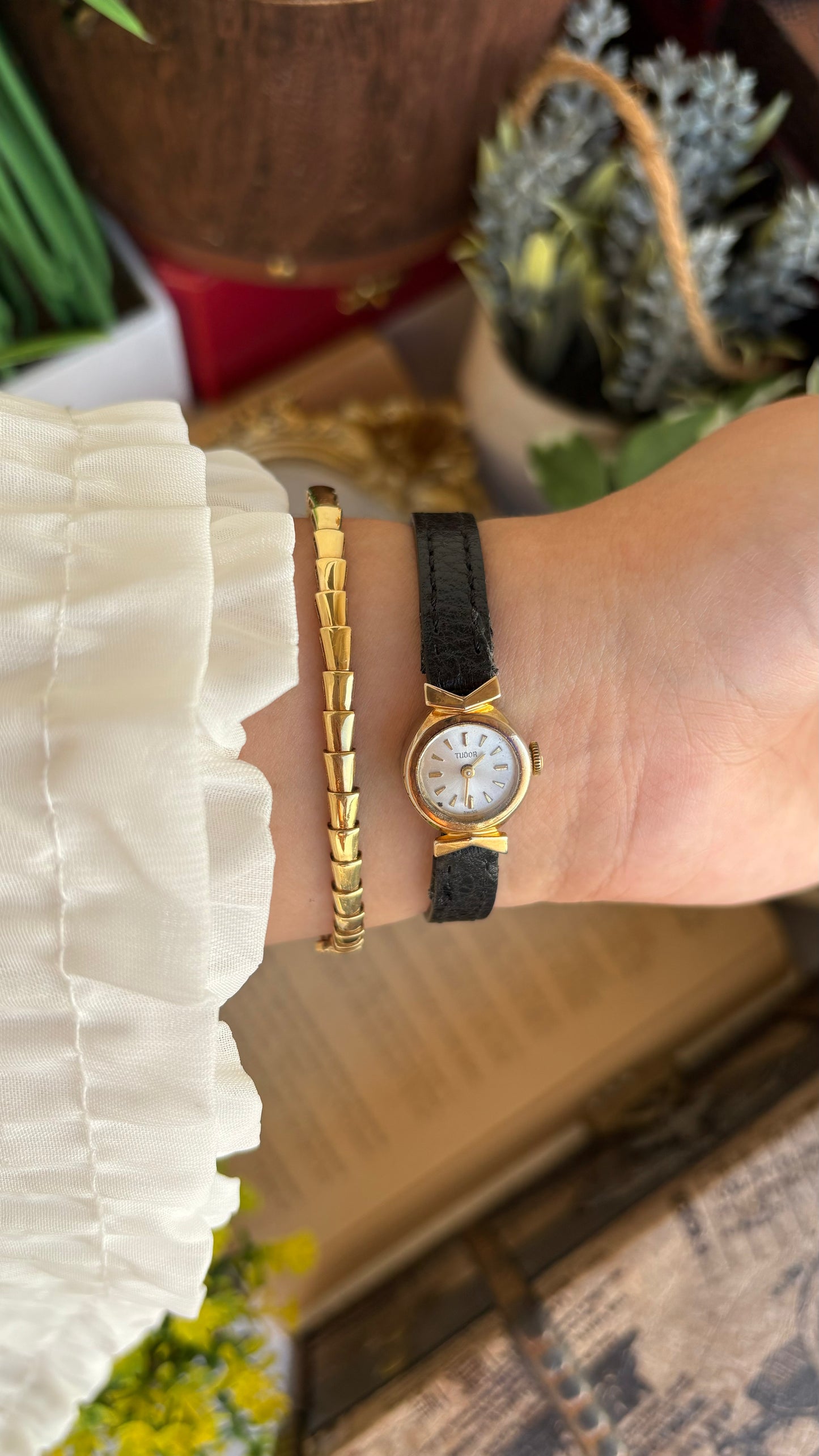 Extremely Rare and Dainty Vintage Tudor Rolex Watch in Leather Strap