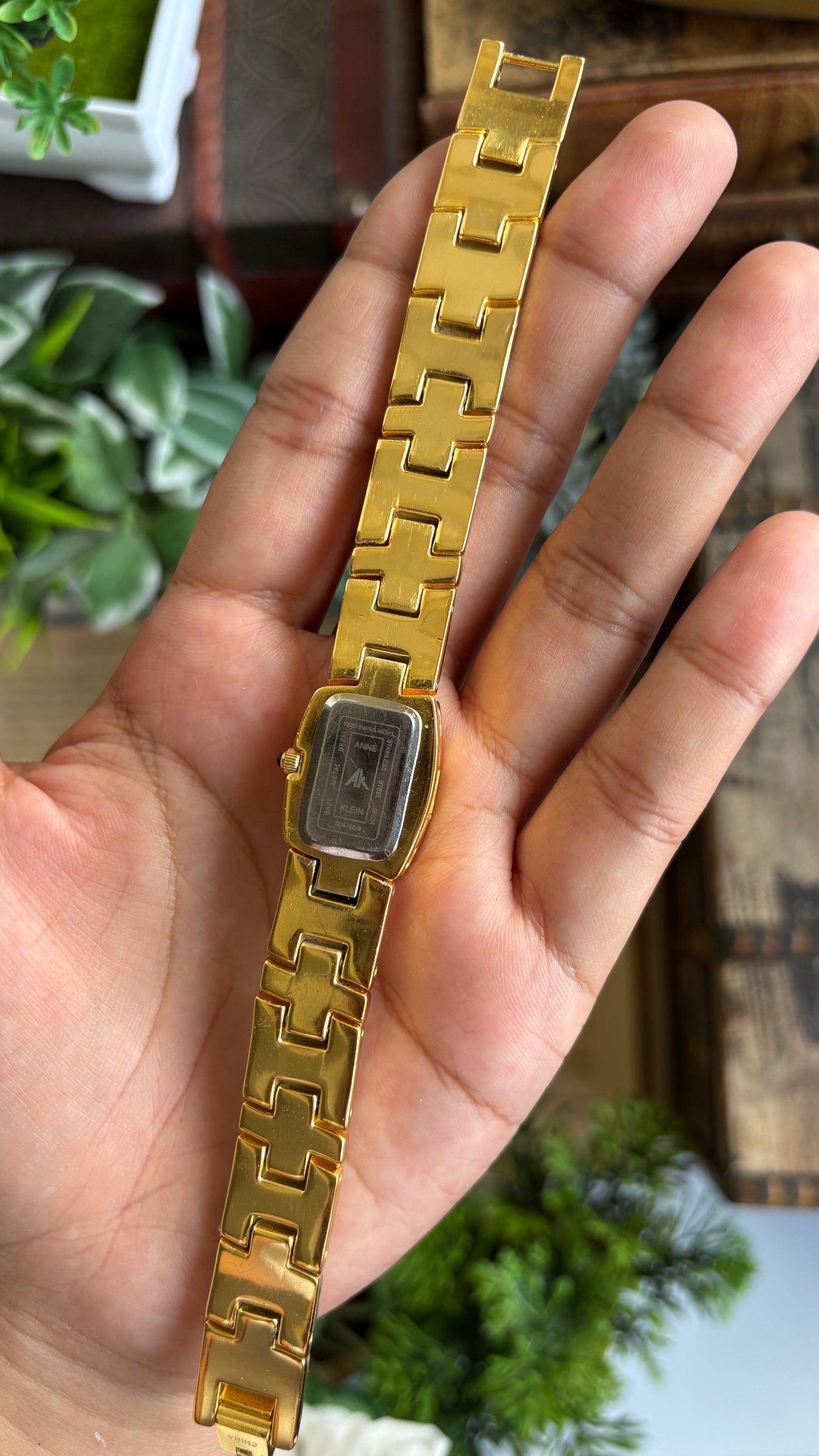Extremely Rare Vintage Anne Klein Peekaboo Swiss Watch in Gold Tone