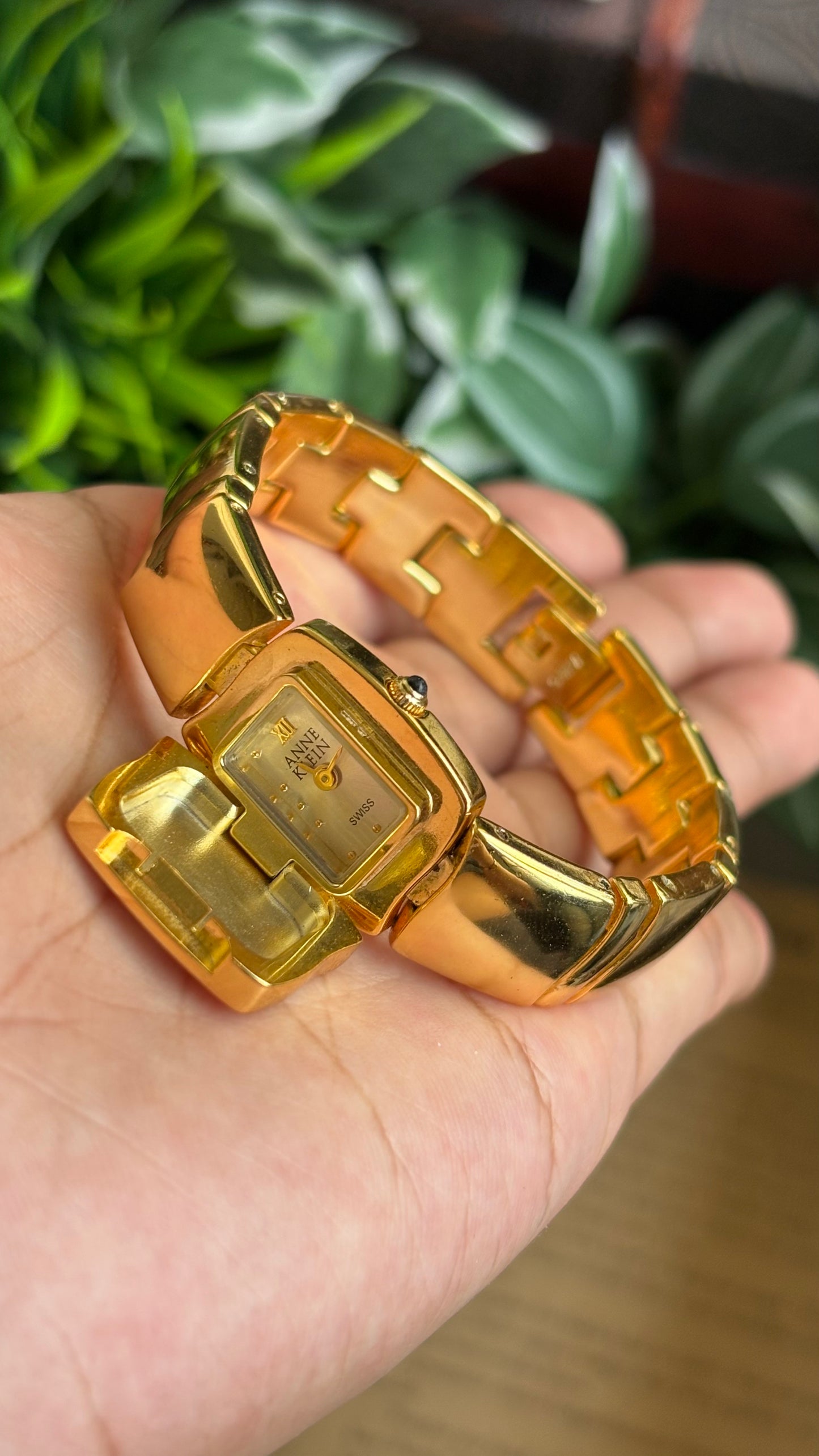 Extremely Rare Vintage Anne Klein Peekaboo Swiss Watch in Gold Tone