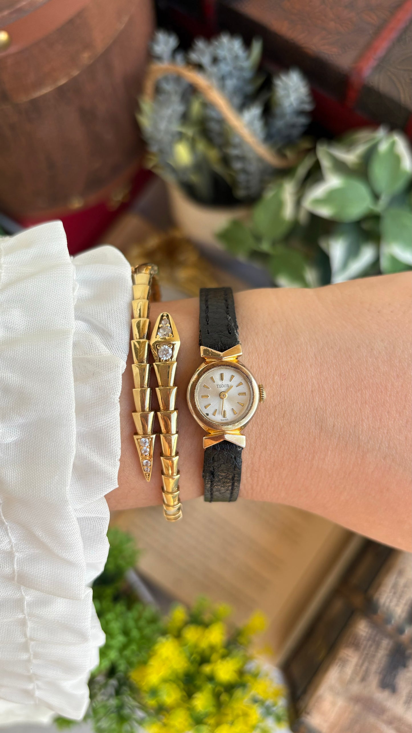 Extremely Rare and Dainty Vintage Tudor Rolex Watch in Leather Strap