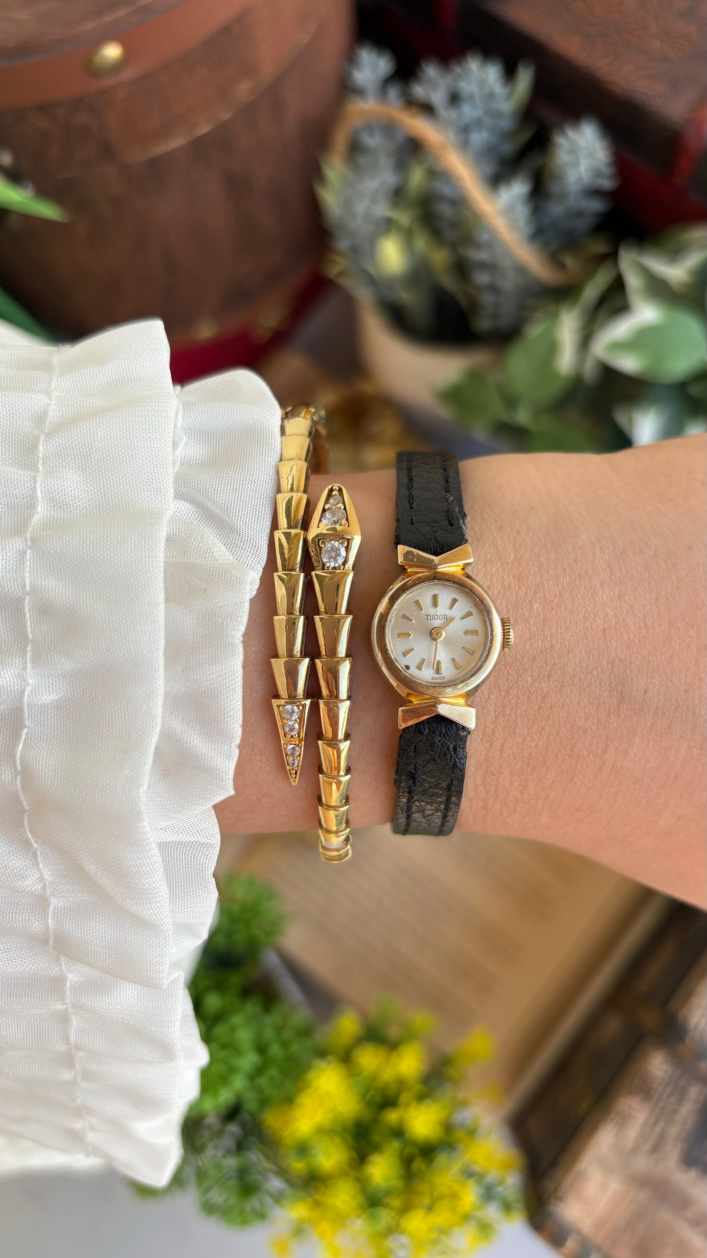 Extremely Rare and Dainty Vintage Tudor Rolex Watch in Leather Strap