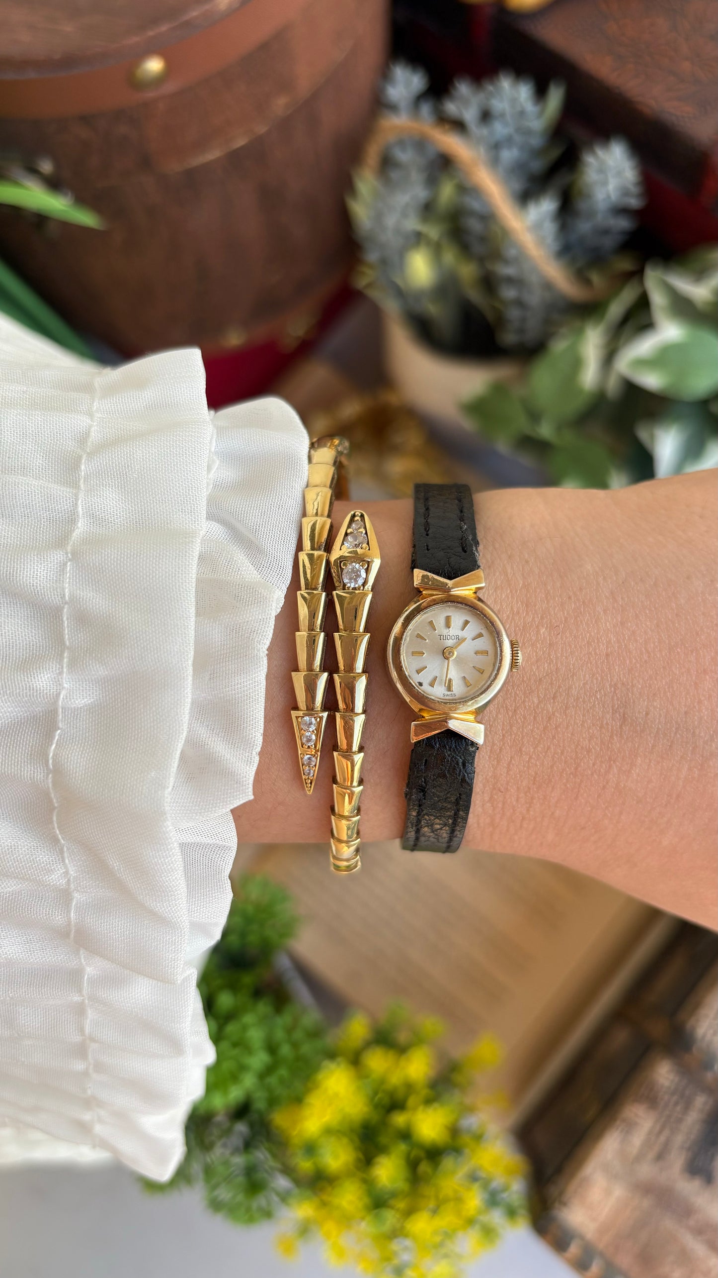 Extremely Rare and Dainty Vintage Tudor Rolex Watch in Leather Strap