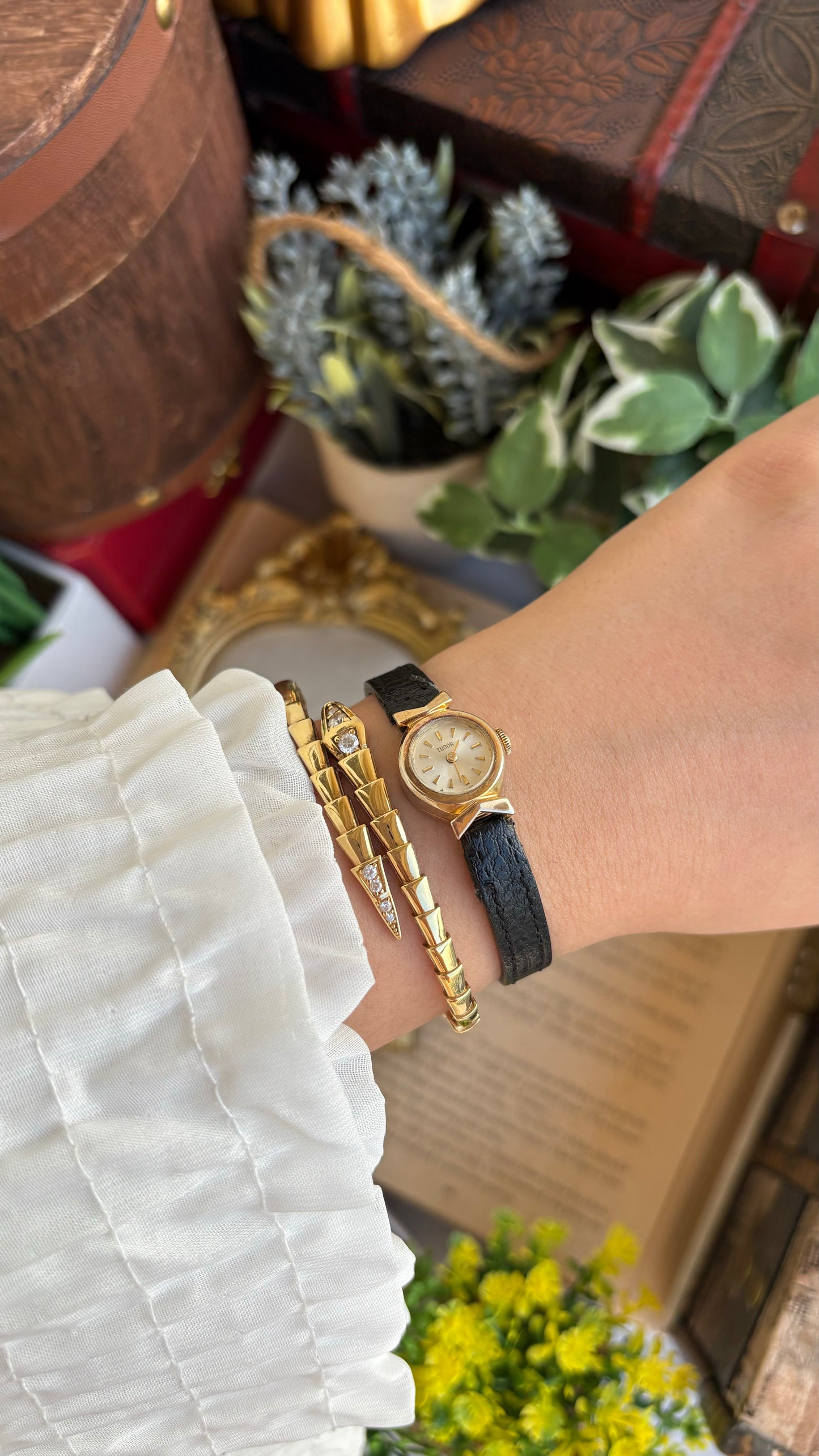 Extremely Rare and Dainty Vintage Tudor Rolex Watch in Leather Strap