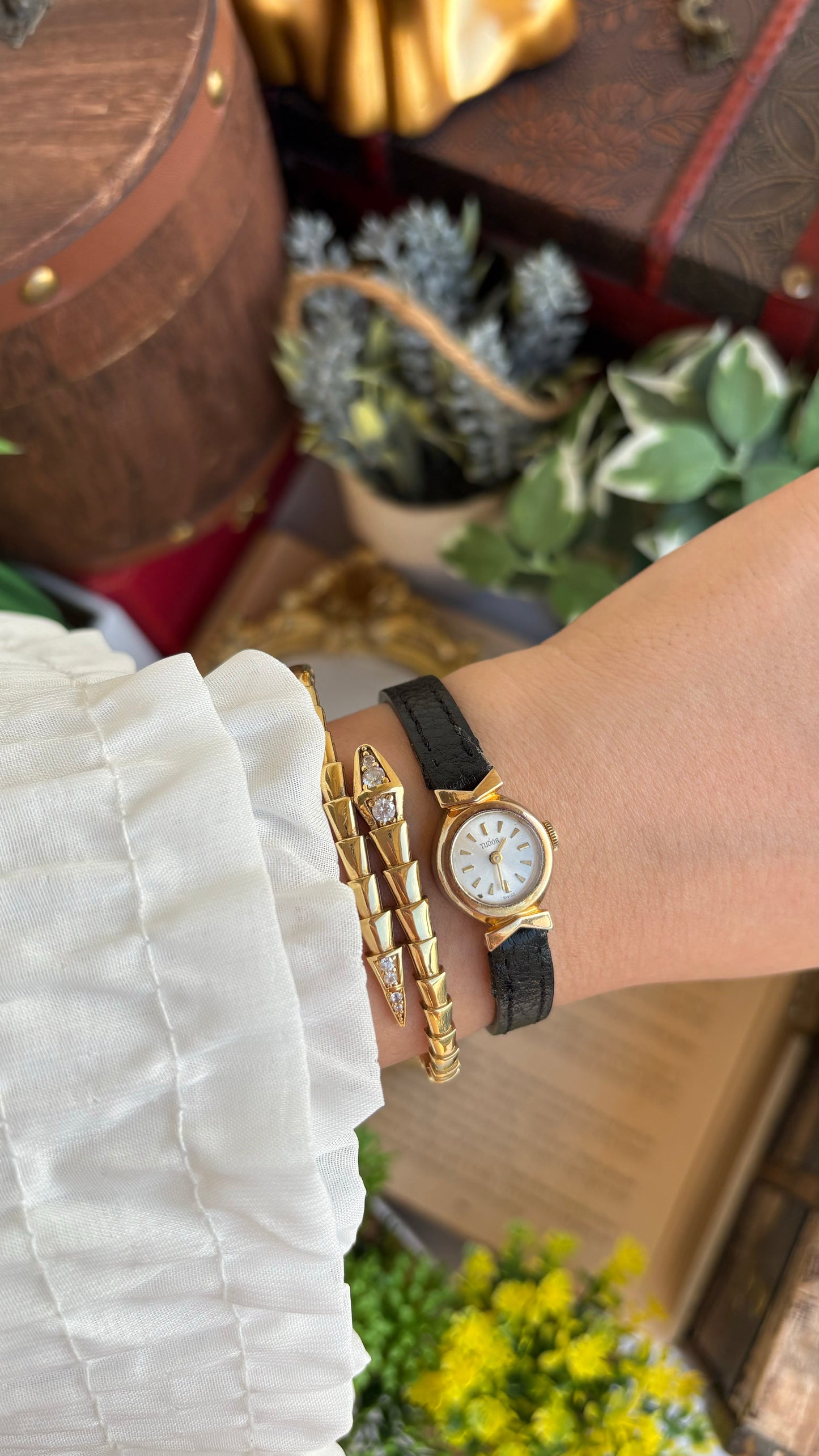 Extremely Rare and Dainty Vintage Tudor Rolex Watch in Leather Strap