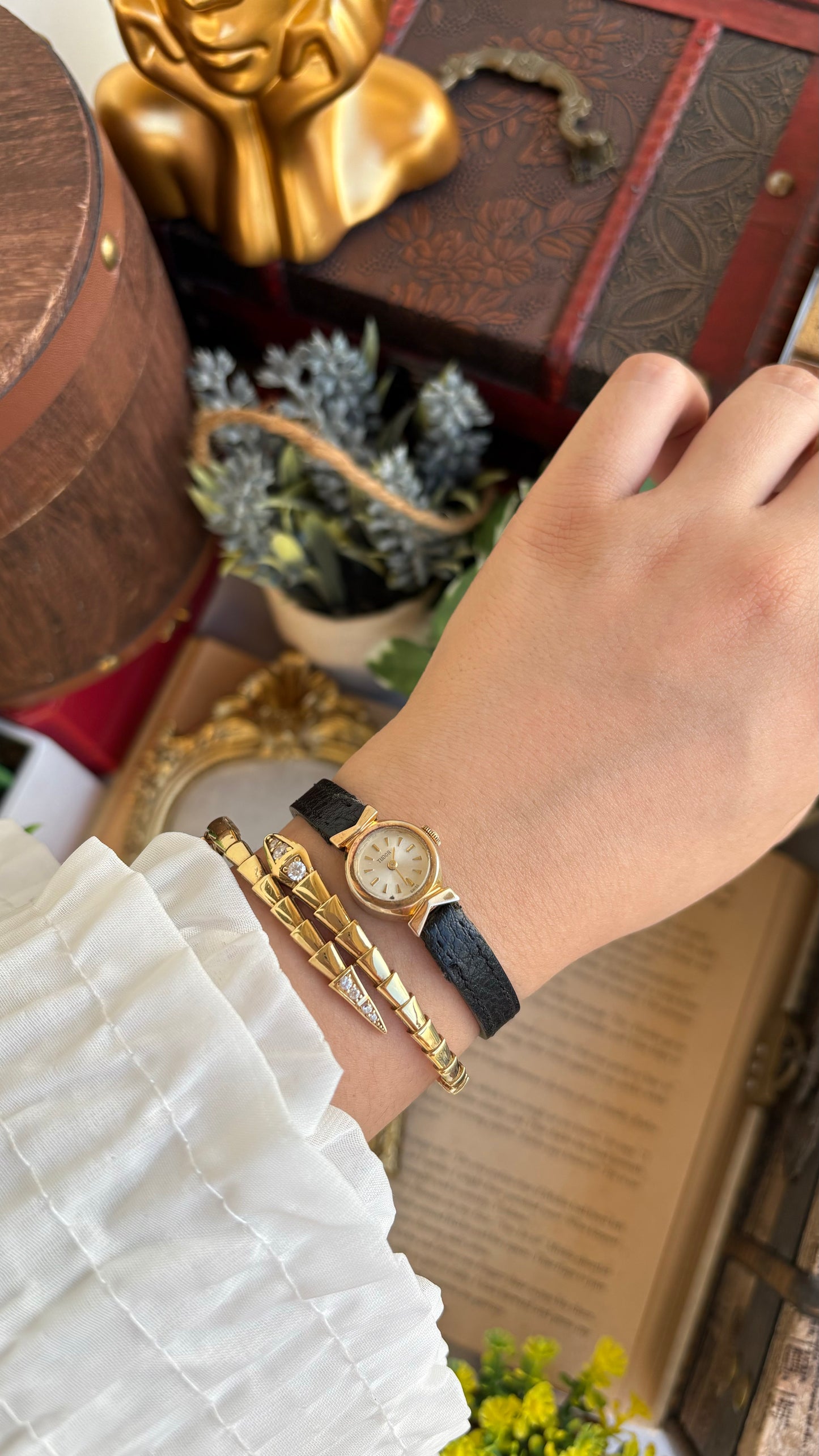 Extremely Rare and Dainty Vintage Tudor Rolex Watch in Leather Strap