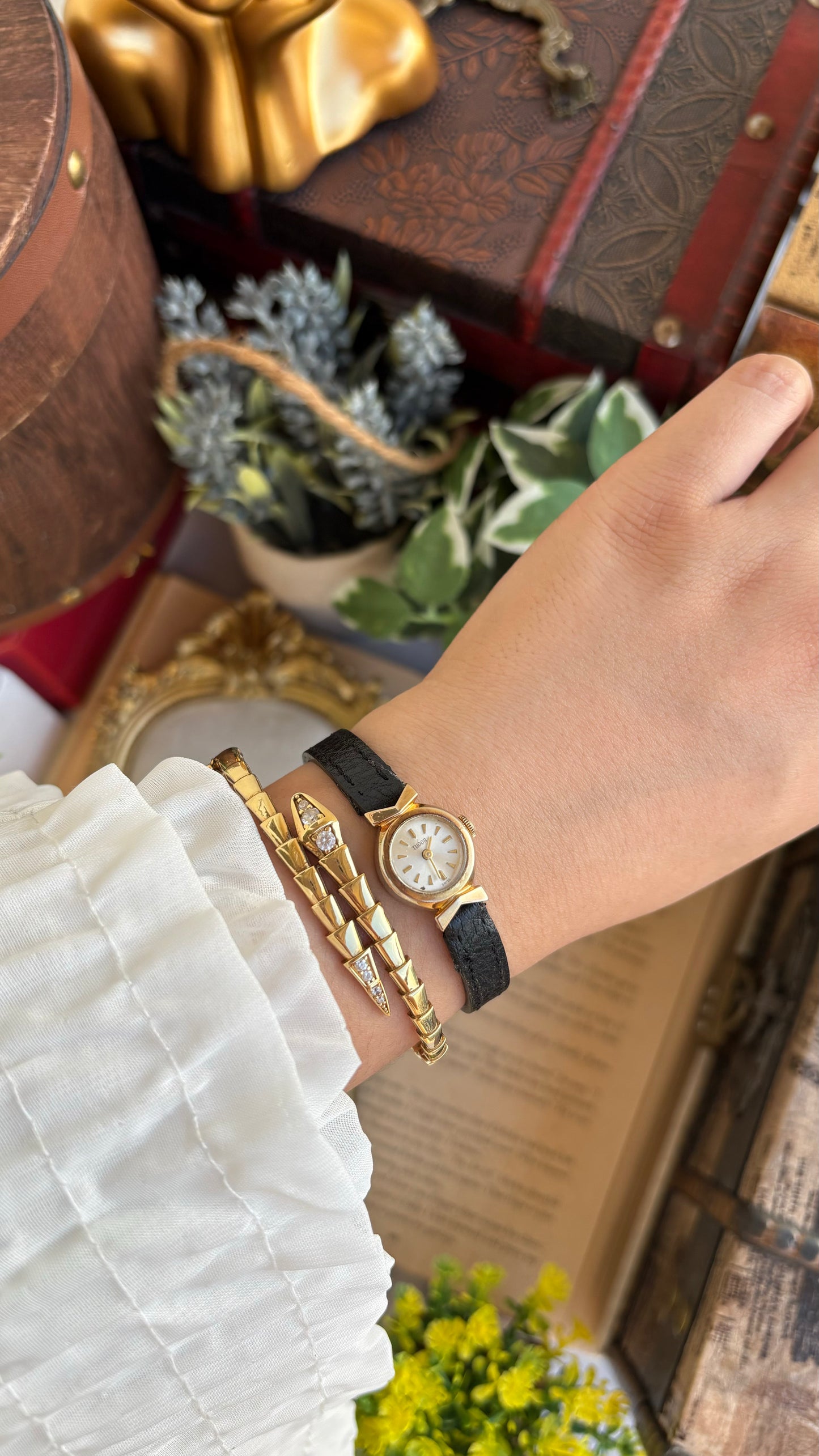 Extremely Rare and Dainty Vintage Tudor Rolex Watch in Leather Strap