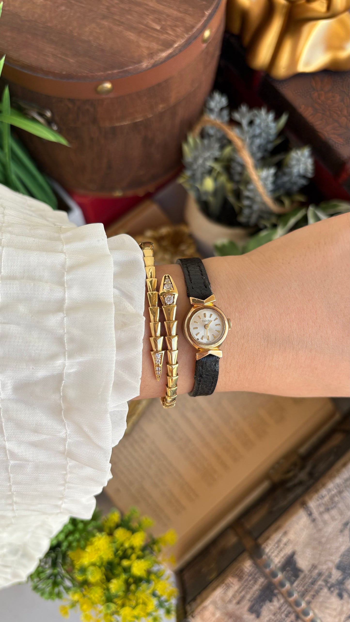 Extremely Rare and Dainty Vintage Tudor Rolex Watch in Leather Strap